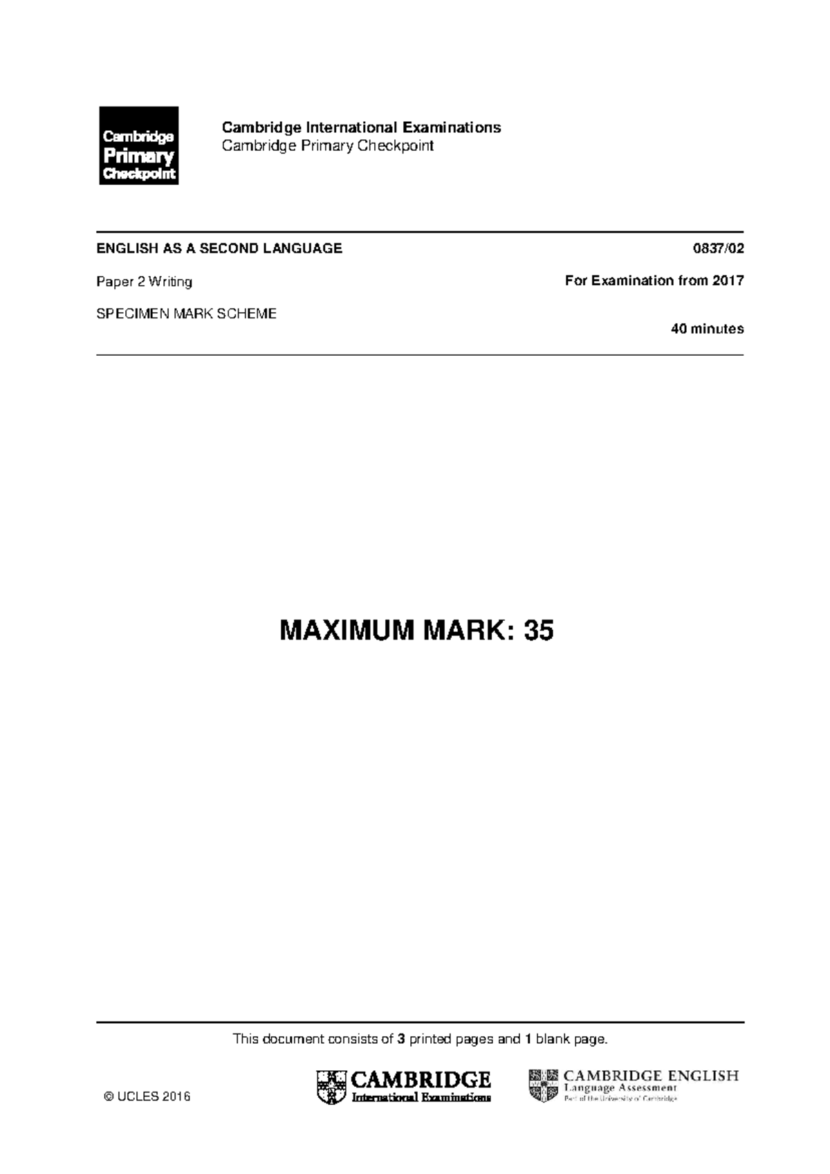 337493 english as a second language specimen paper 2 mark scheme ...