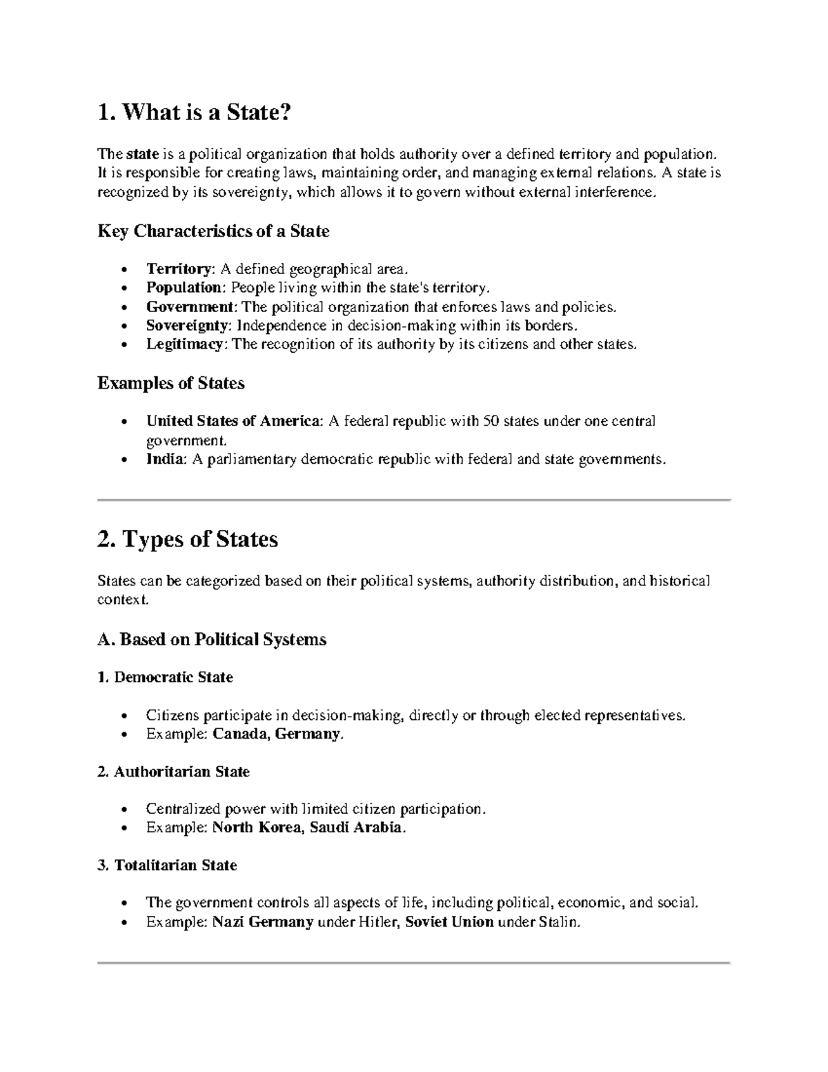 Concept of State: Characteristics, Types, and Functions - Studocu
