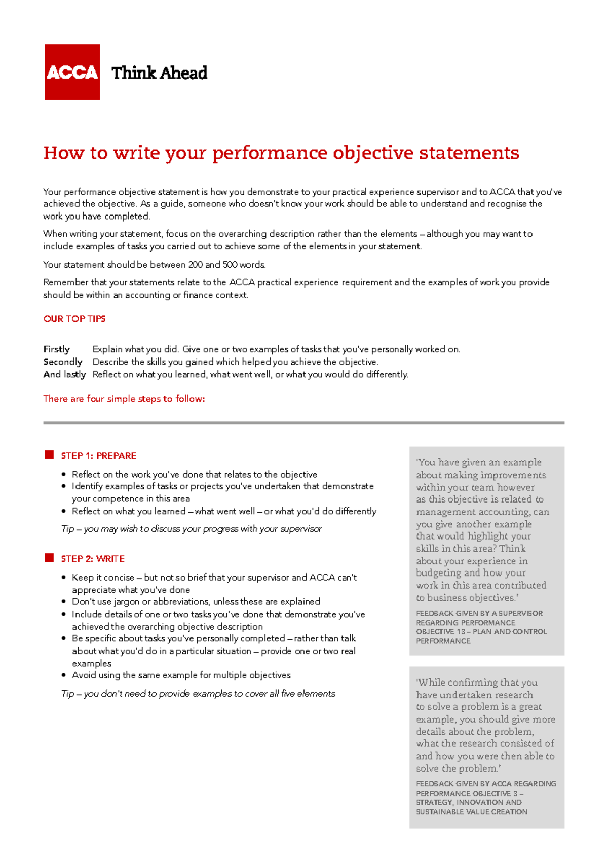 How to write performance objective statements - Firstly Explain what ...