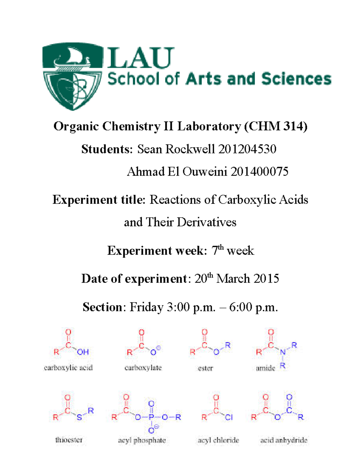 Lab - references use for laboratory experiment - Organic Chemistry II ...
