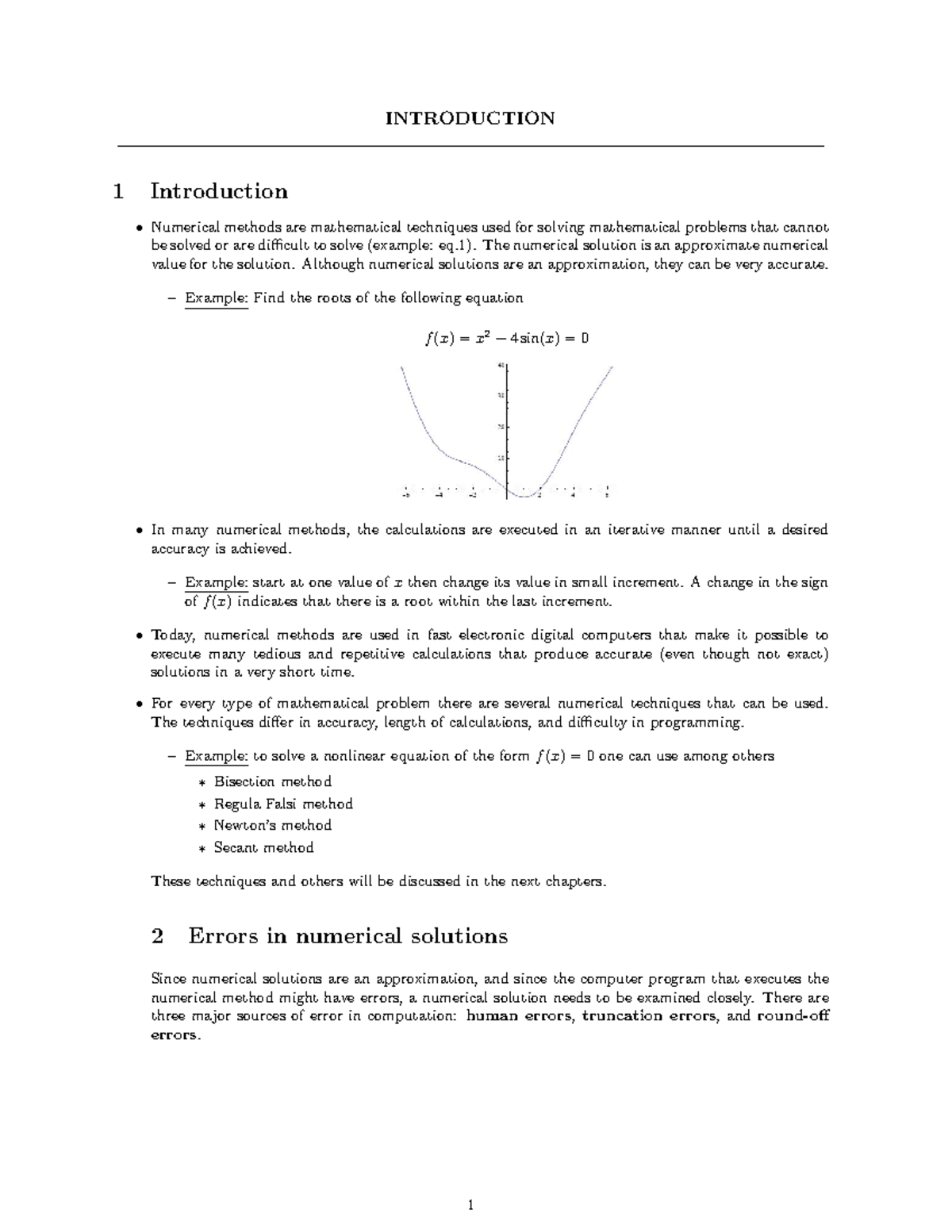 Errors in NC - Lecture Notes on Numerical Methods and Approximations ...
