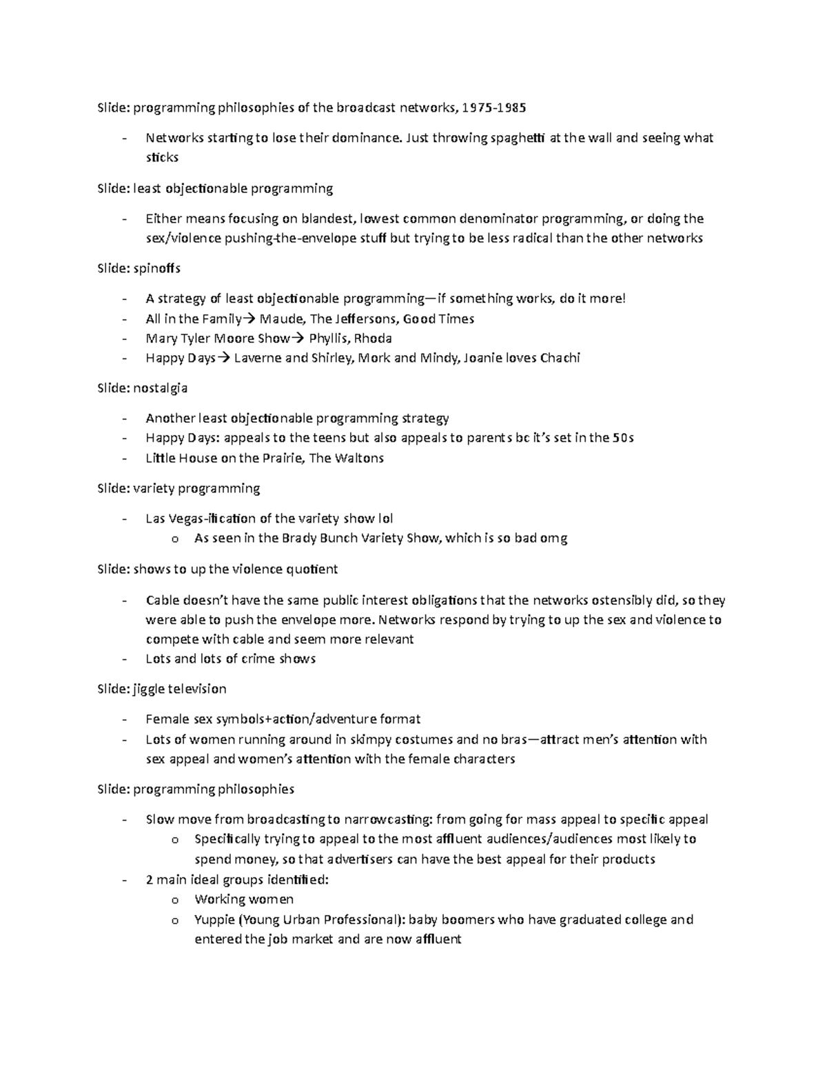 Week 13 12.1 notes - Slide: programming philosophies of the broadcast ...