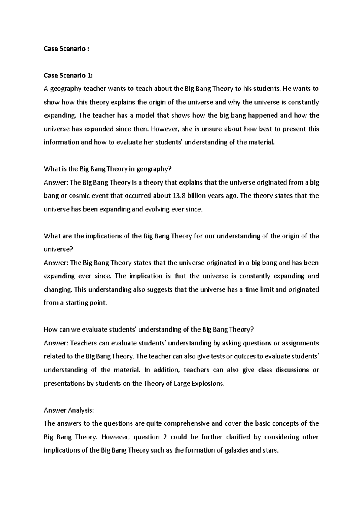 Case Study: The Big Bang Theory in Geography Explained - Studocu