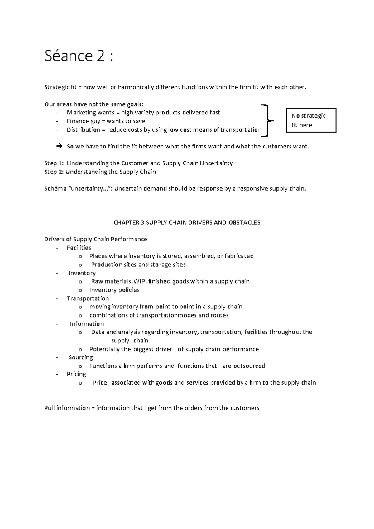 Lesson 2 - Supply Chain Management - Séance 2 : Strategic fit = how ...