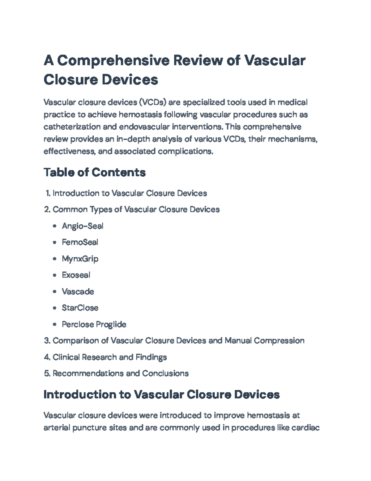 A Comprehensive Review of Vascular Closure Devices and Their Efficacy ...