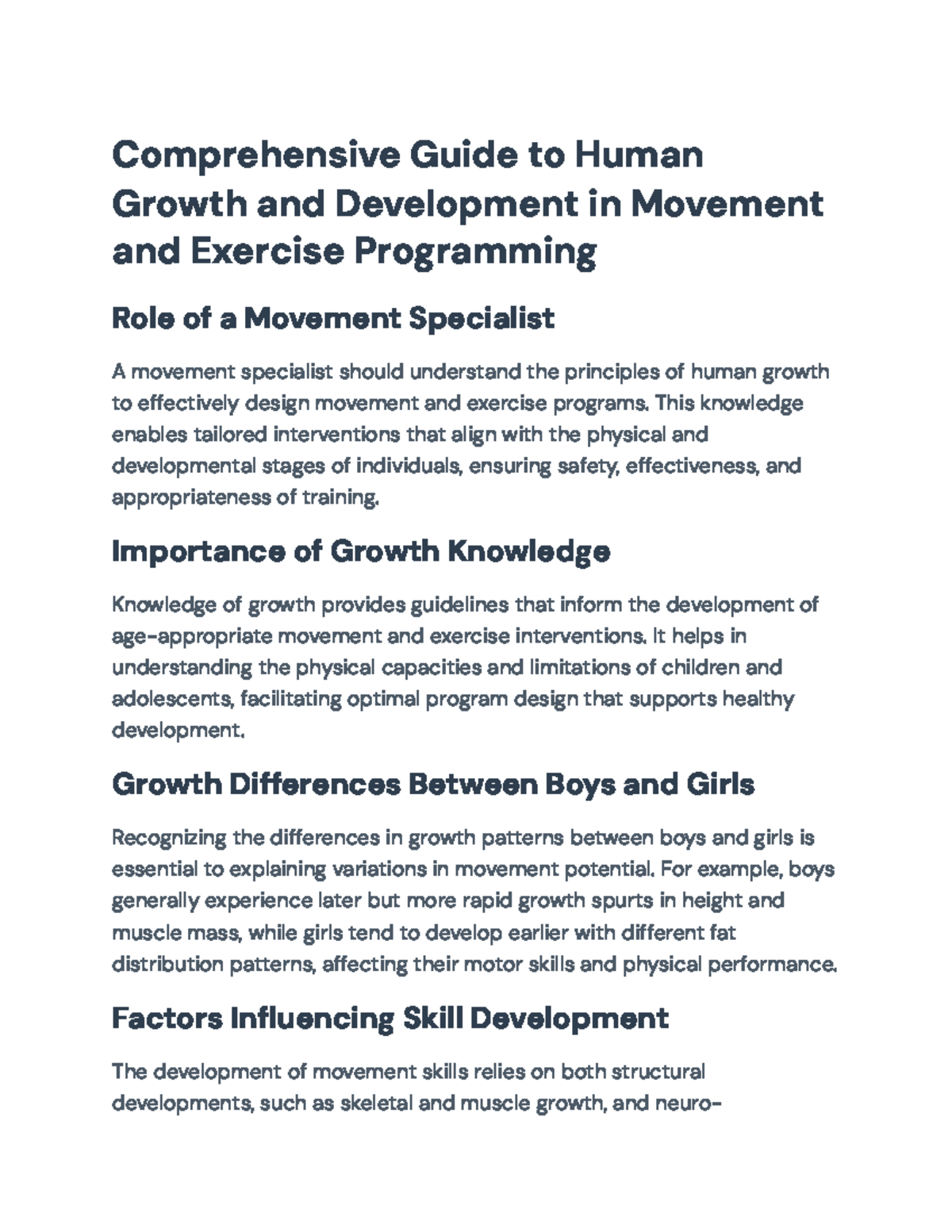 Comprehensive Guide to Human Growth & Development in Exercise ...