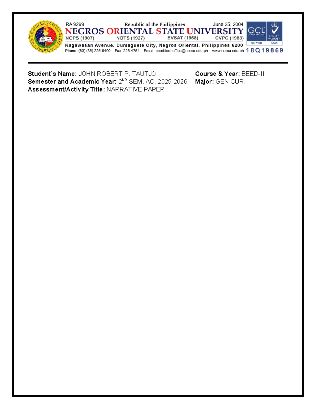 Paper-Format - Format - Teaching and Assessing Grammar - Student’s Name ...