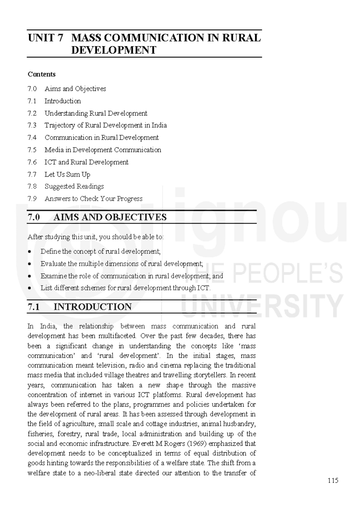 MASS Communication in Rural Development: Unit 7 Overview and Insights ...