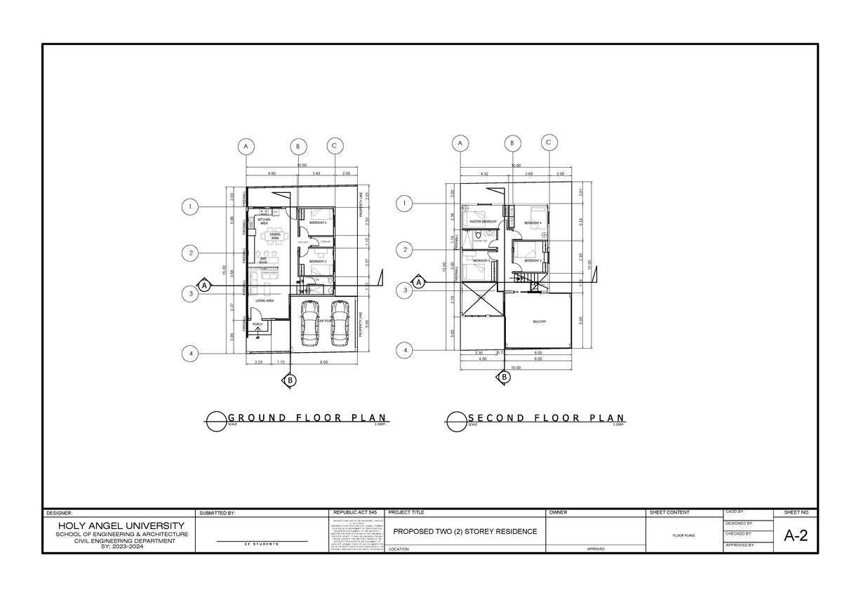 C E 2nd Floor Plan & Ground Floor Plan - Proposed Residence - Studocu