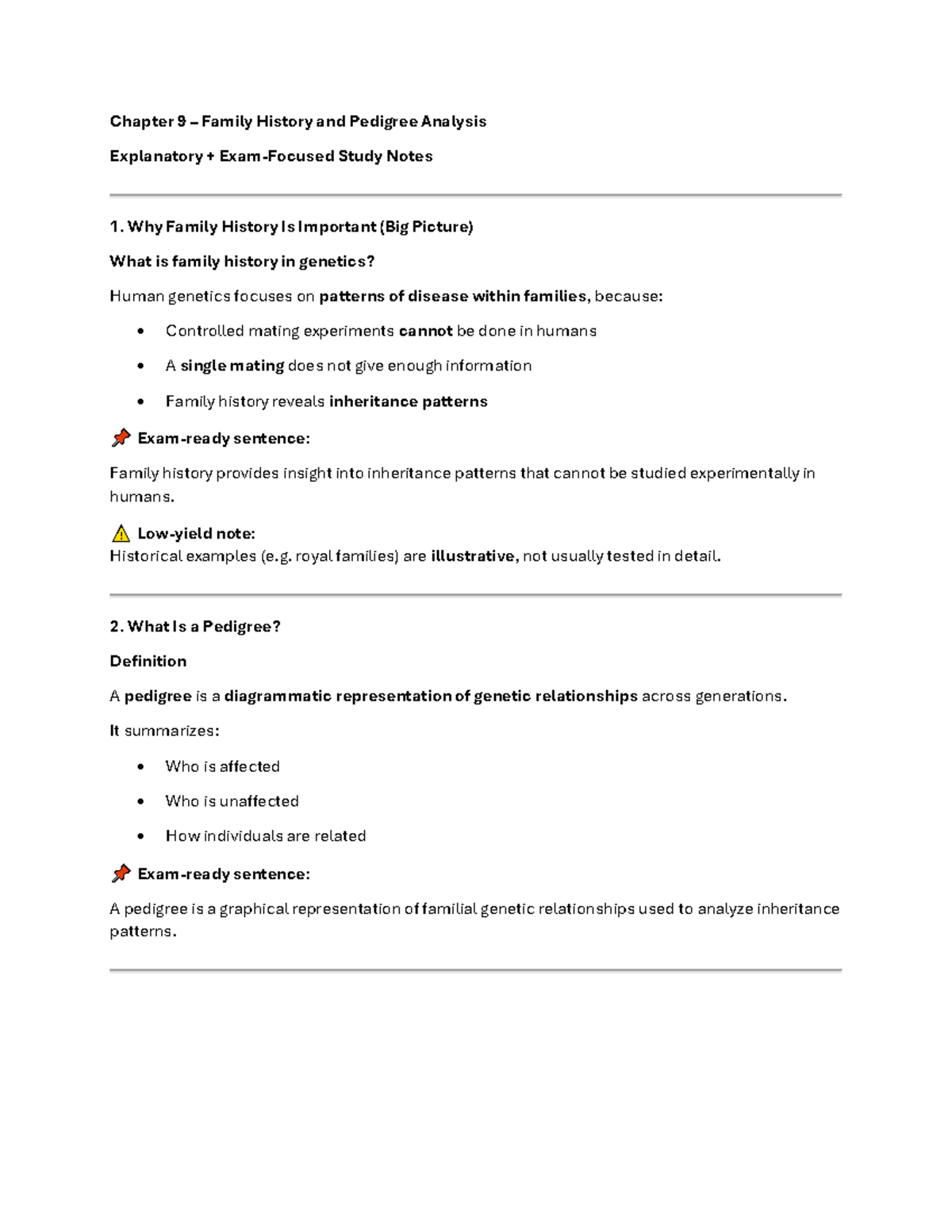 Chapter 9 Genetics: Family History & Pedigree Analysis Study Notes ...
