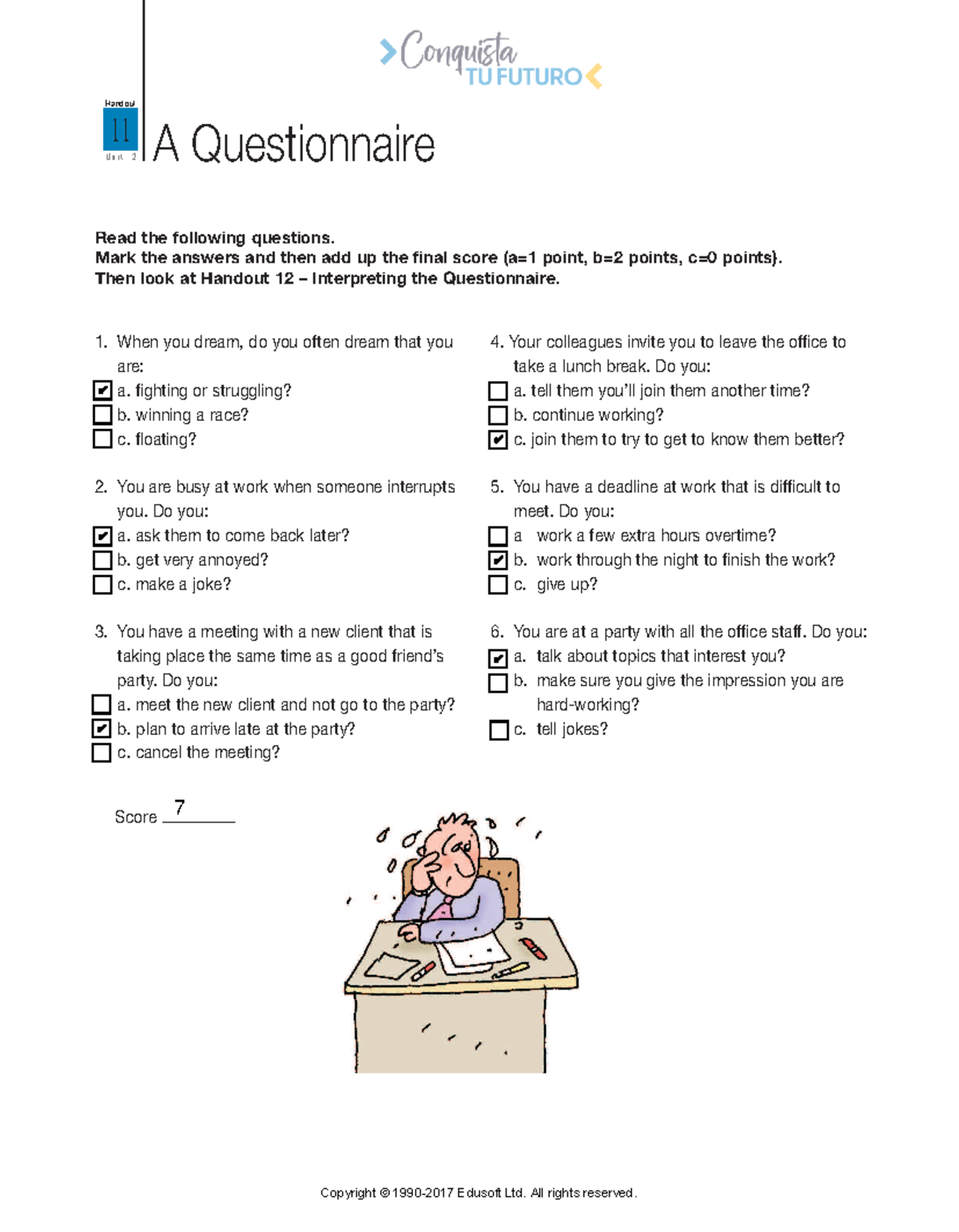 02 Intermediate III Handout 11 Unit 2 Questionnaire on Sports and ...