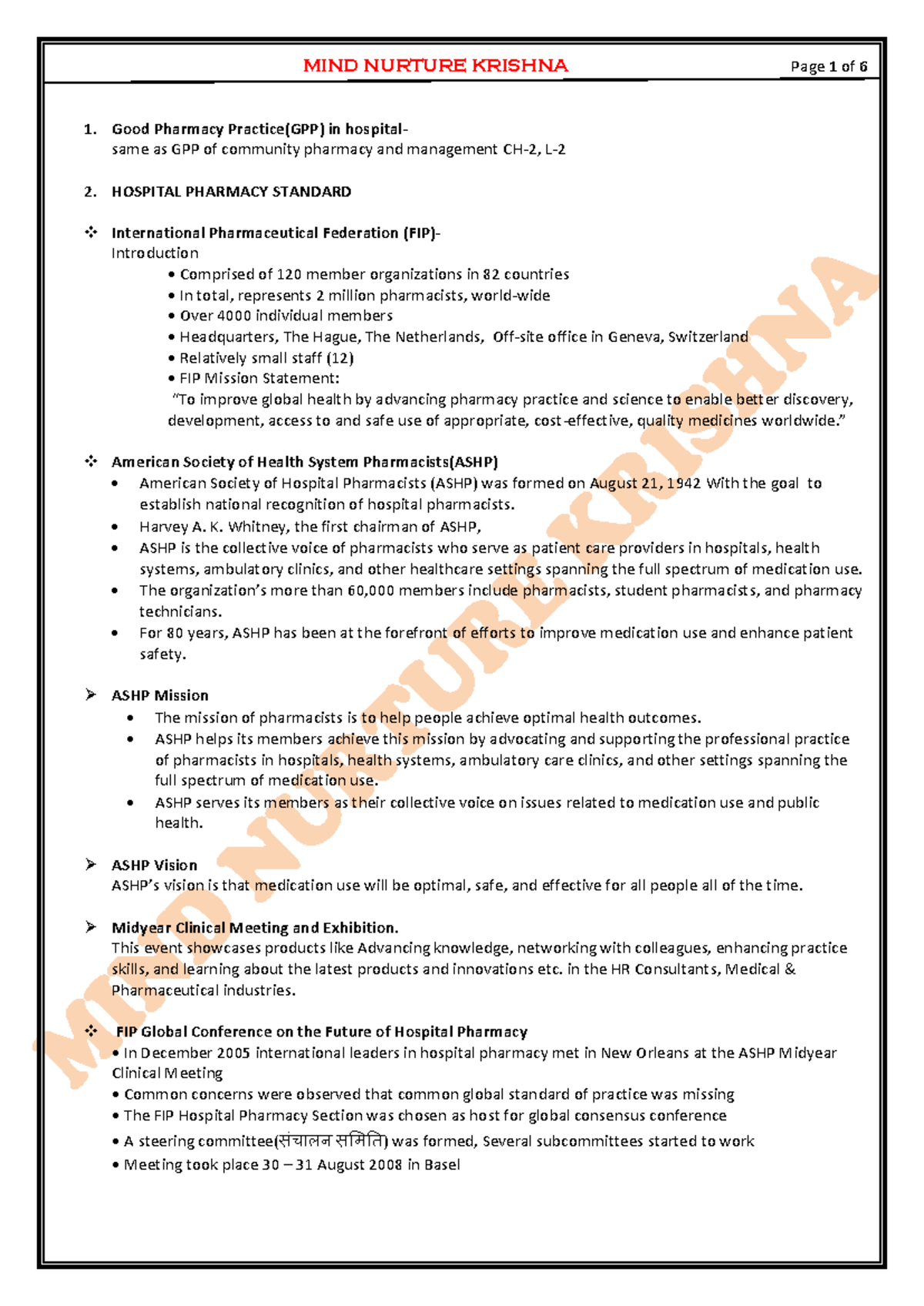 L-4 Hospital Pharmacy Standards: Global Practices and Aspirations - Studocu