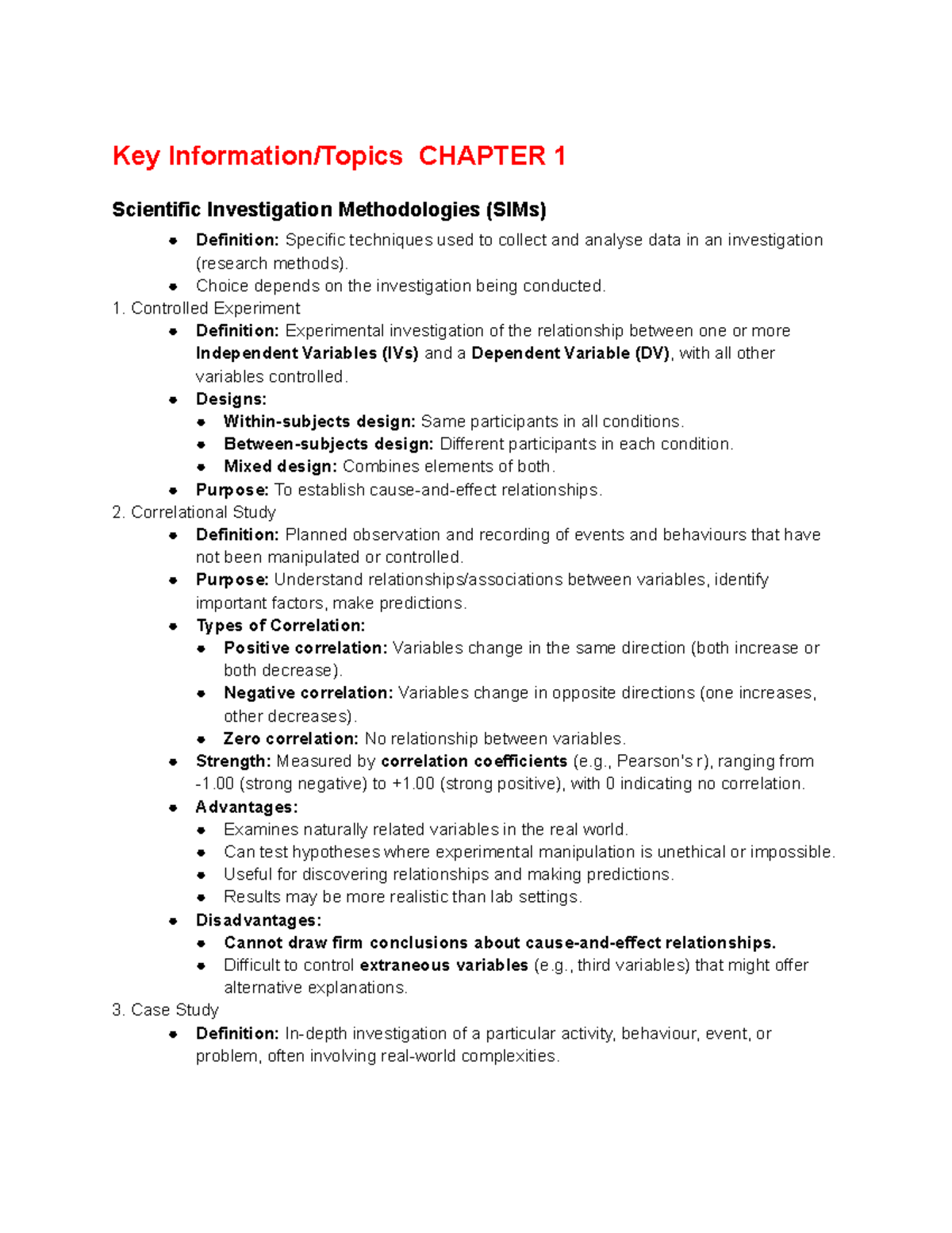 Psych UNIT3 4 - Chapter 1: Scientific Investigation Methodologies ...