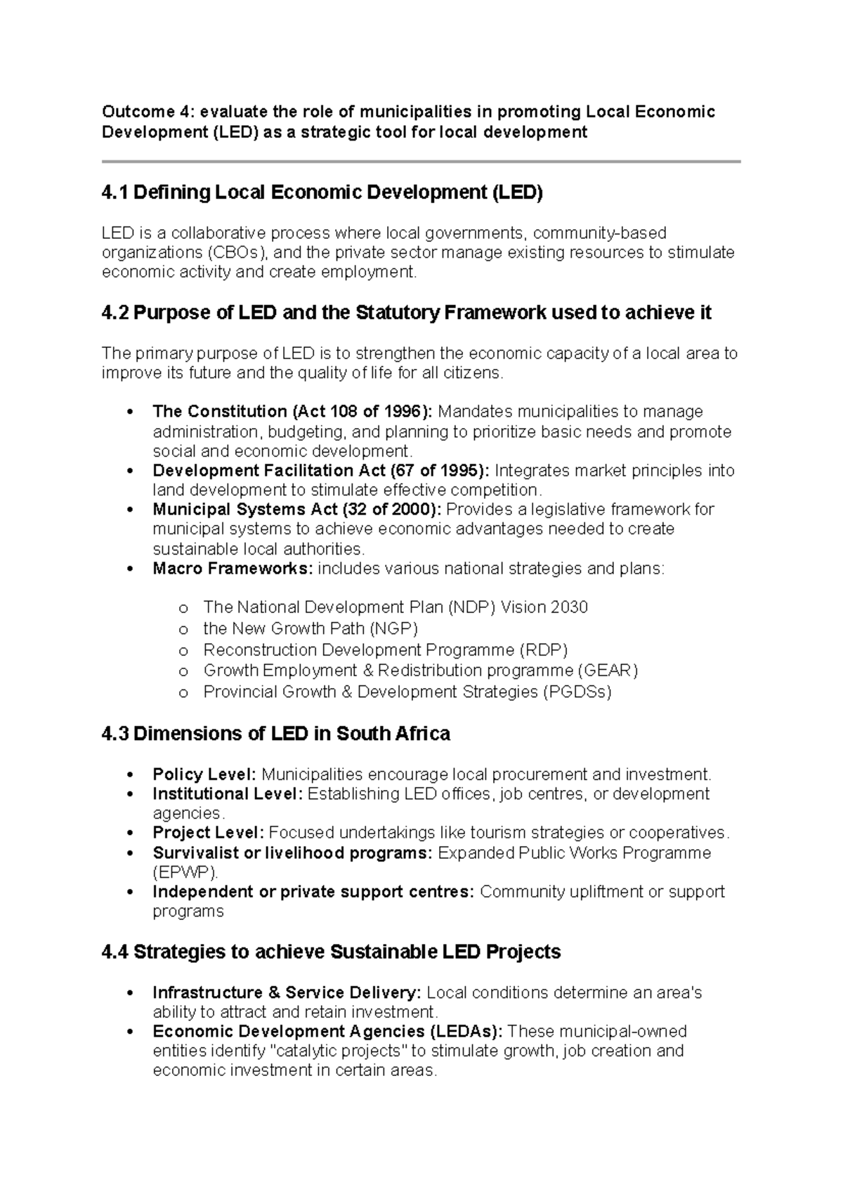 EMMA3714 Outcome 4: Role of Municipalities in Local Economic ...