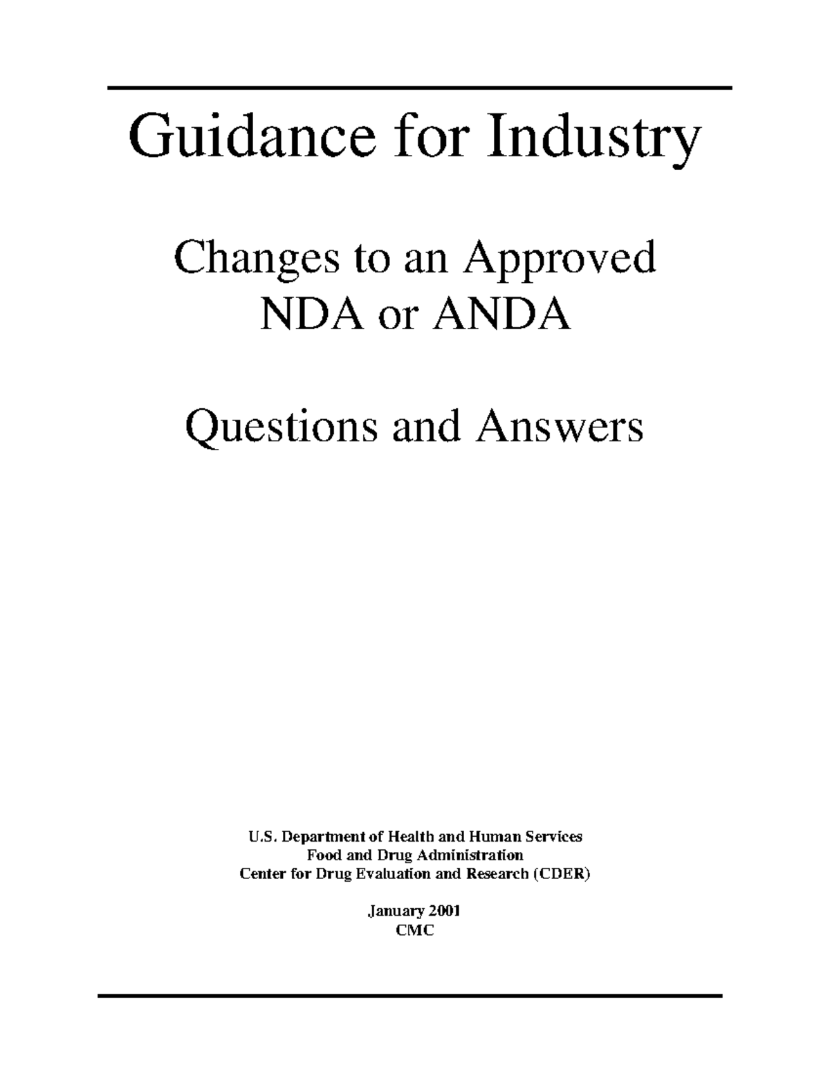 Guidance on Changes to Approved NDA or ANDA: Q&A for Industry - Studocu