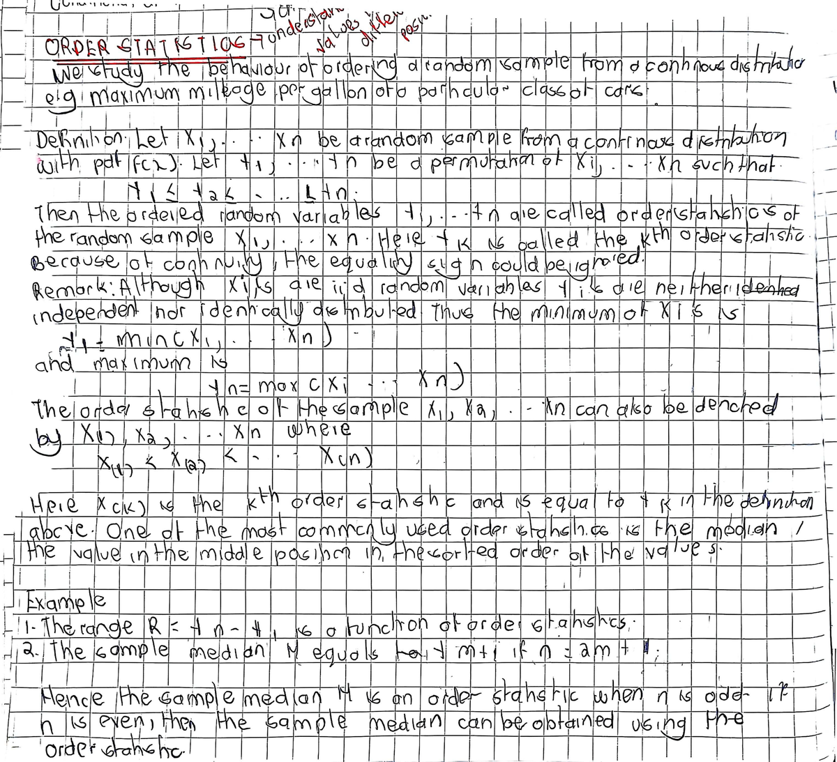 Order Statistics - Summary Notes for AR Course - Studocu