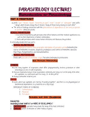 Parasitology Written Notes Chapter 2 - CHAPTER TWO: BASIC CONCEPTS IN ...