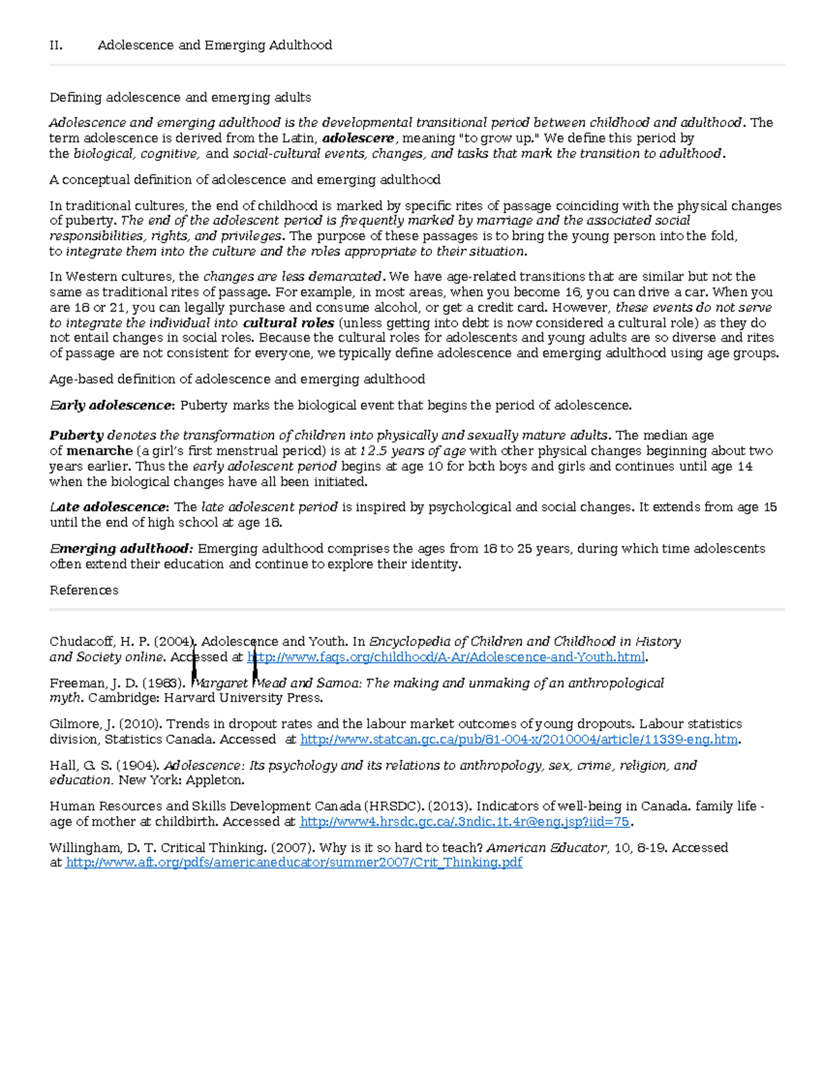 PSYC 3310 - Unit 1 Notes: Adolescence & Emerging Adulthood - Studocu