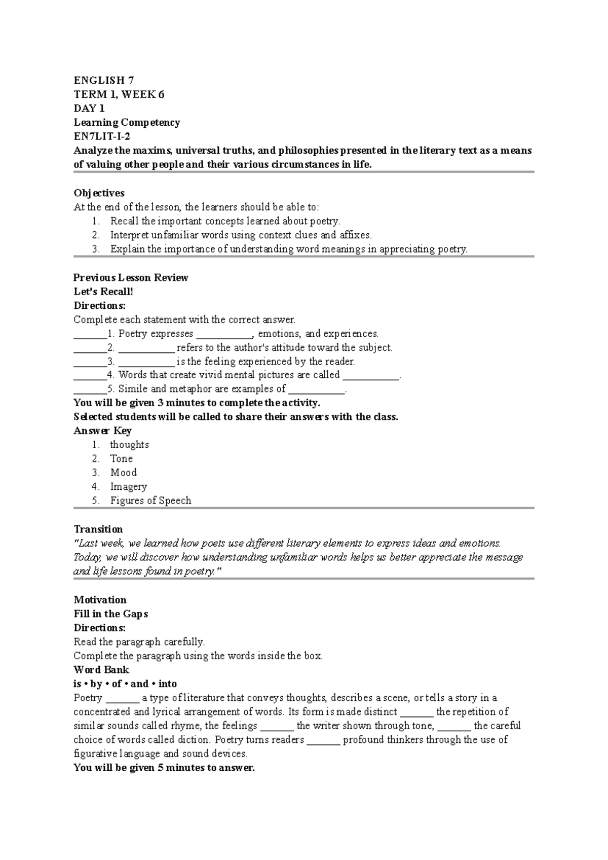 EN7-TERM1-WEEK6 - Understanding Poetry and Context Clues - Studocu