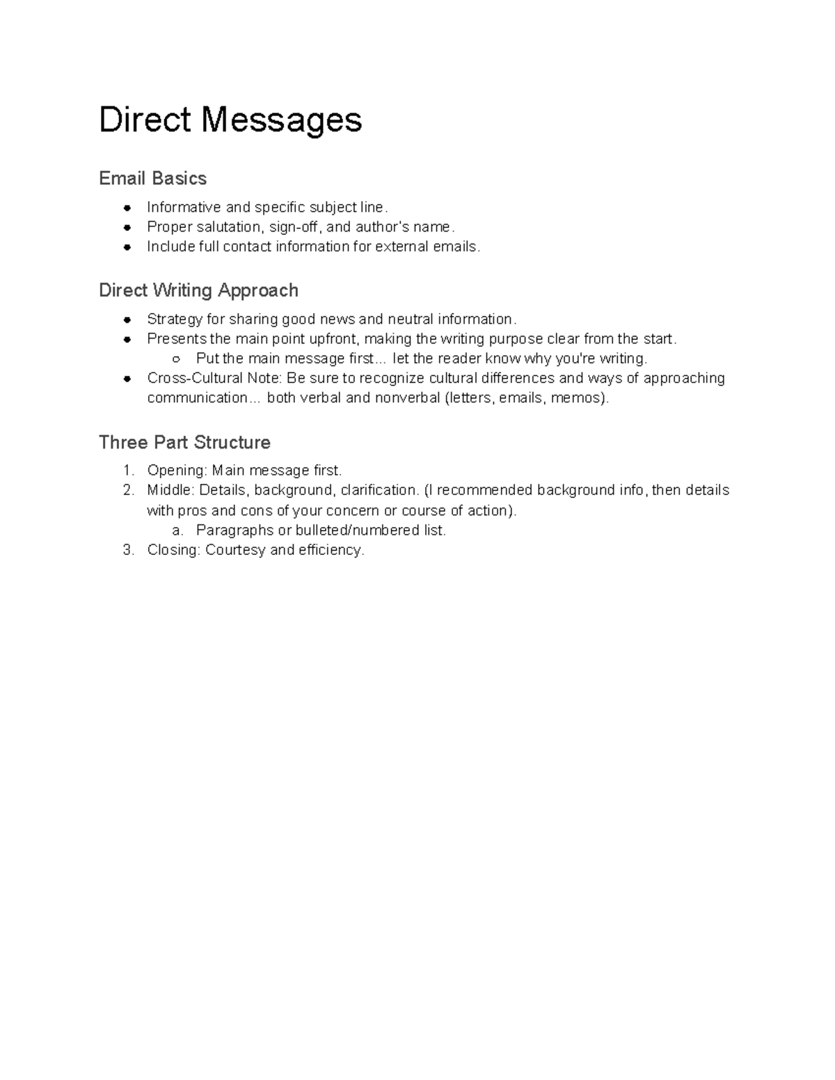 3rd Class Sep 17: Direct Messages Email Basics Guide - Studocu