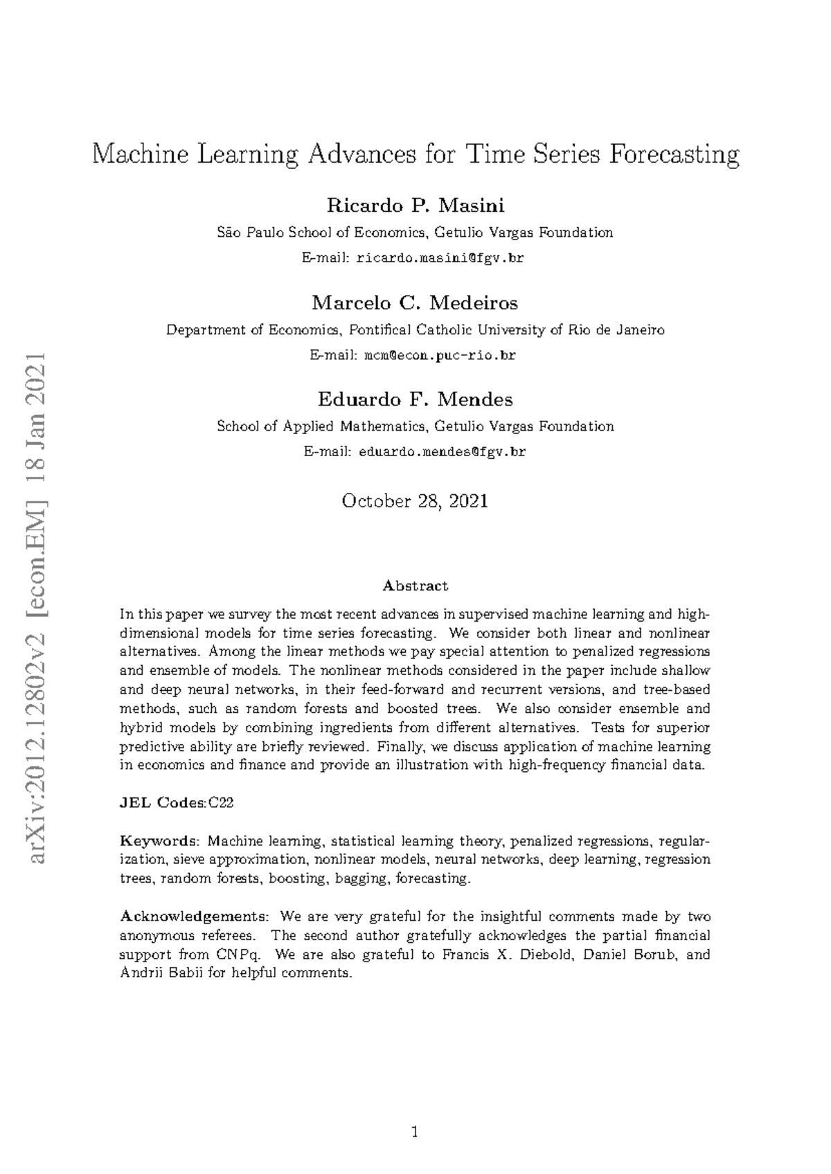 Machine Learning Advances in Time Series Forecasting (ECO 101) - Studocu