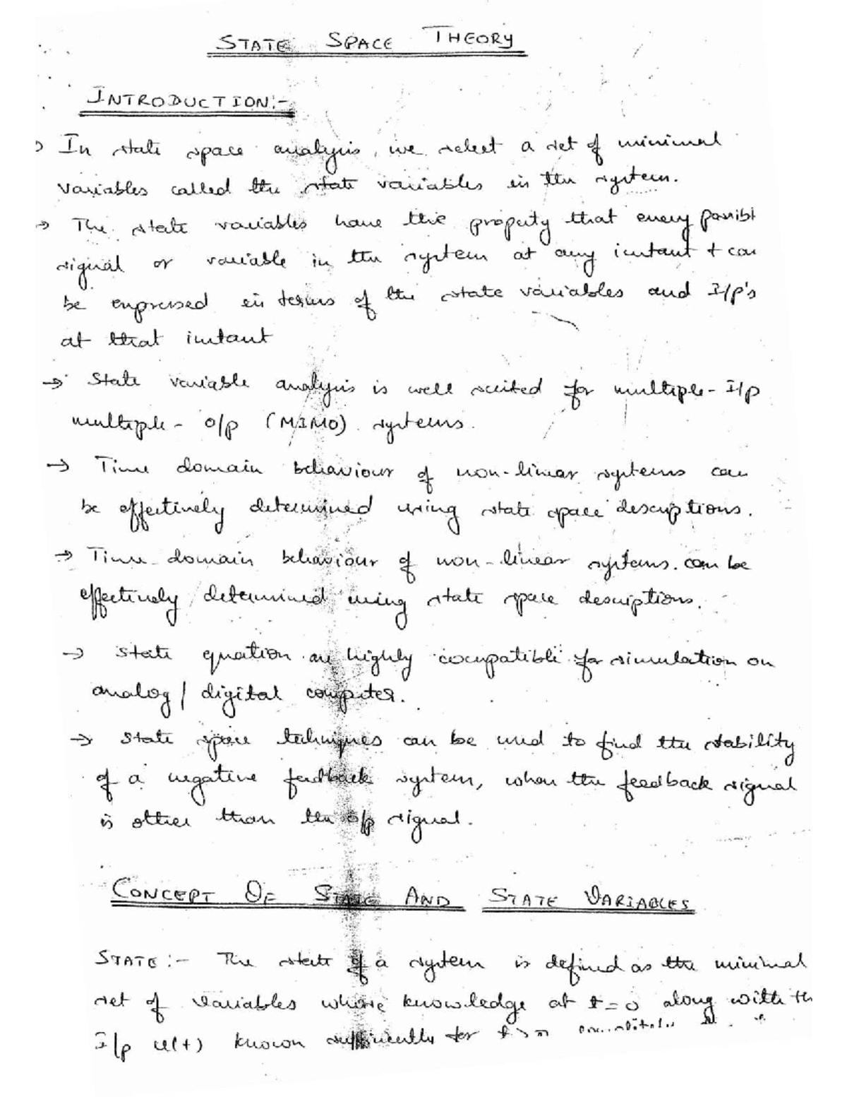 State Space Theory for Control Systems (Module 5, Part 2) - Studocu