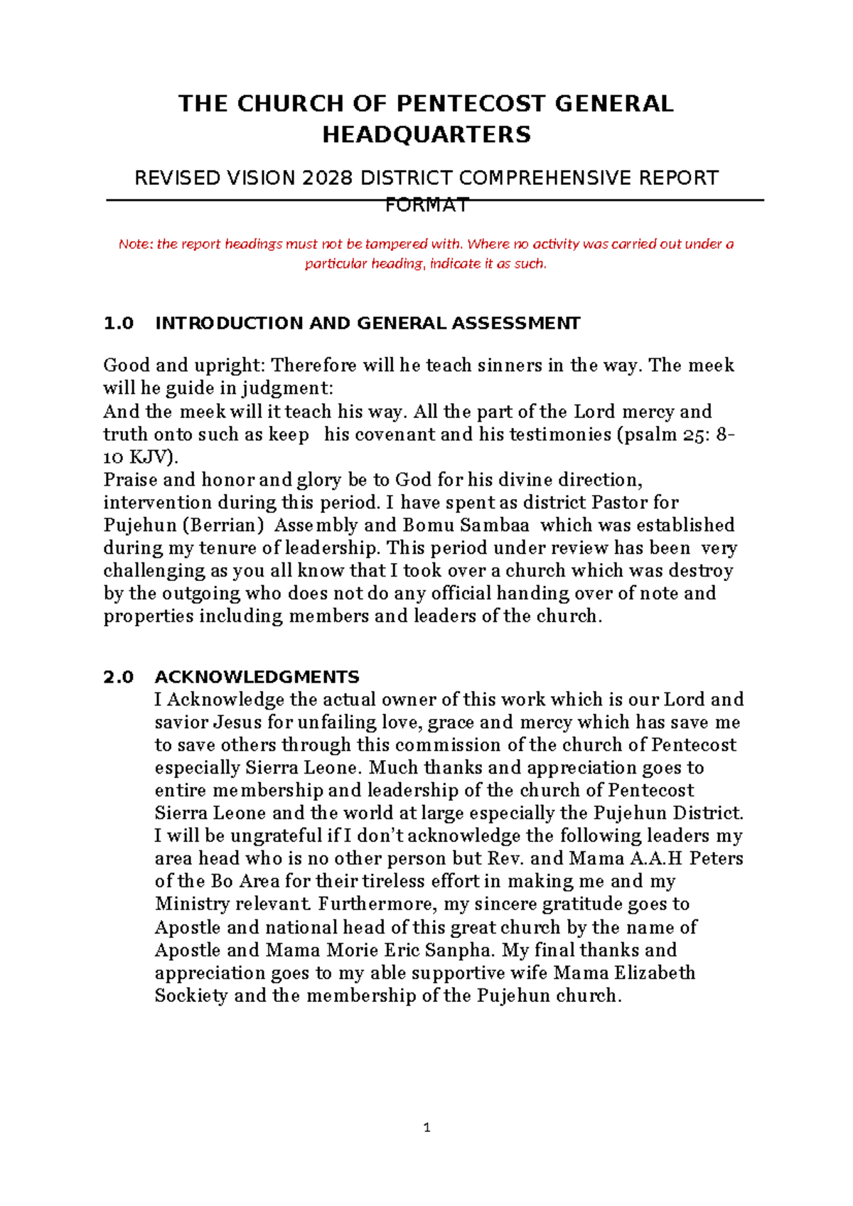 District Comprehensive Report Format - Vision 2028 - Studocu