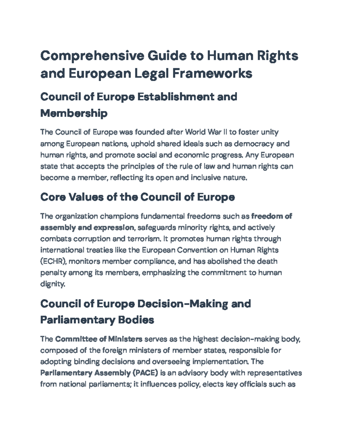 Comprehensive Overview of Human Rights & European Legal Frameworks ...