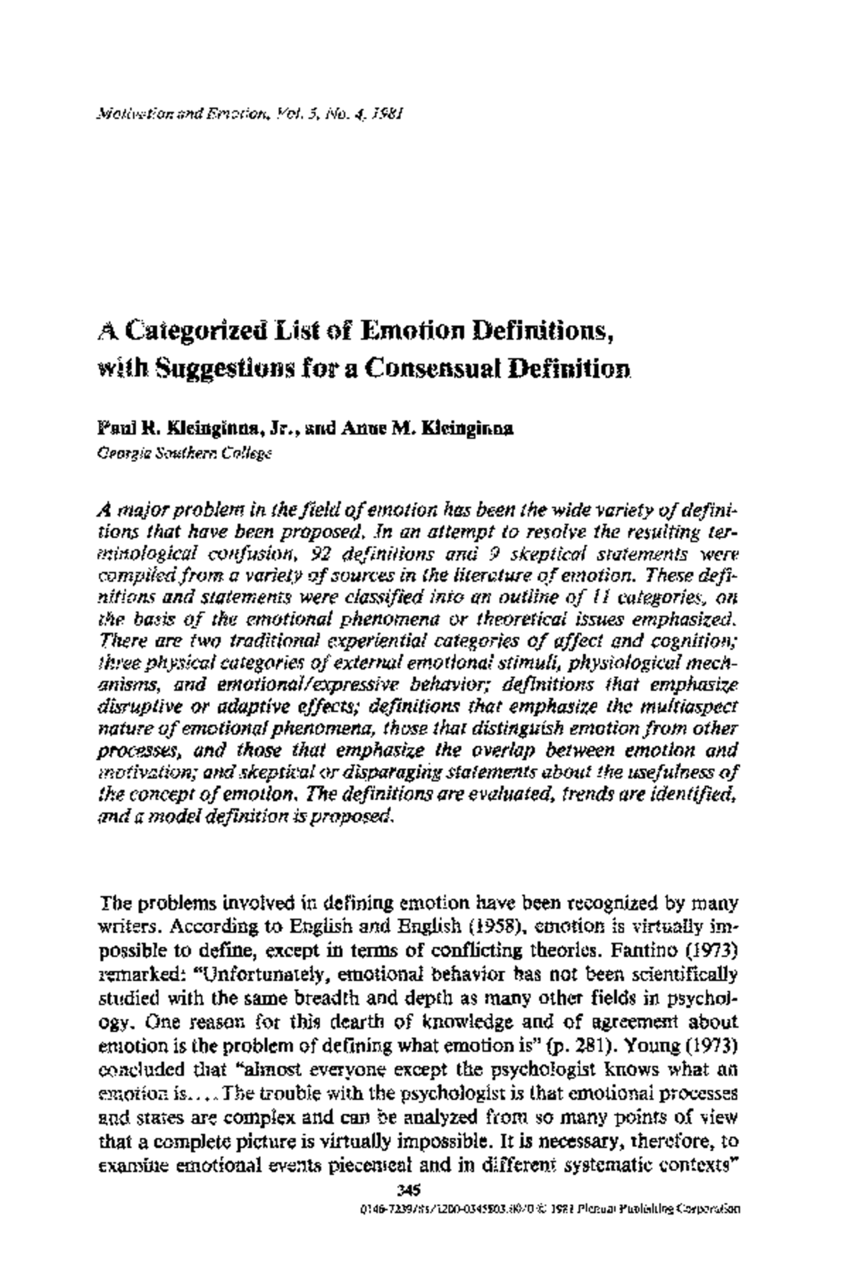 Categorized List of Emotion Definitions (Psych 101) - Studocu