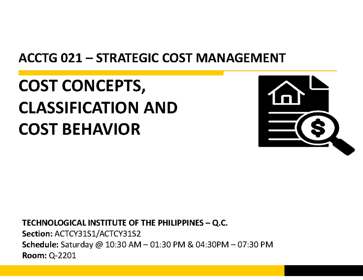 ACCTG 021 Final Exam Study Notes: Cost Concepts & Behavior - Studocu