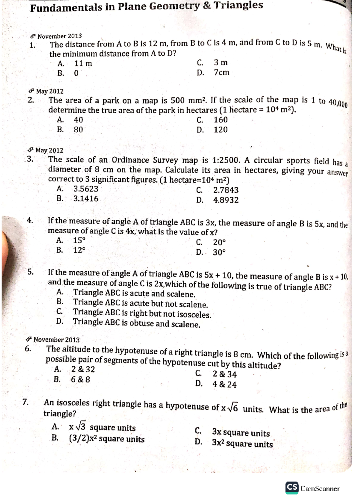 CS 1001 Final Exam Notes on Plane and Solid Geometry - Studocu