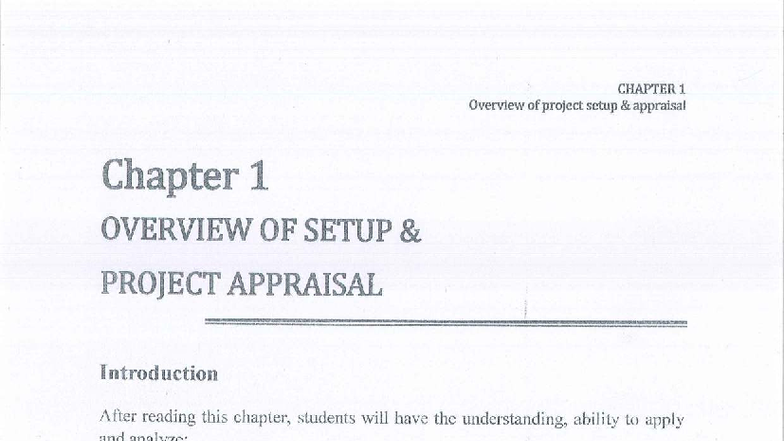 CHAPTER 1: Overview of Project Setup Appraisal and Investment ...