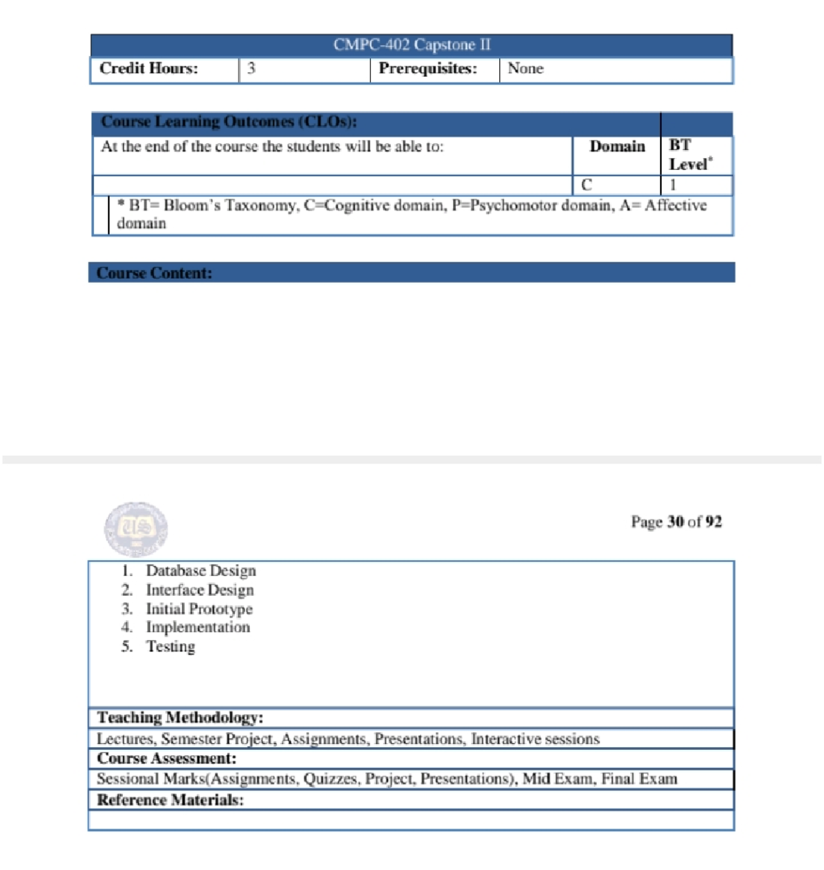 Capstone II Course Outline - Detailed Overview and Learning Goals - Studocu