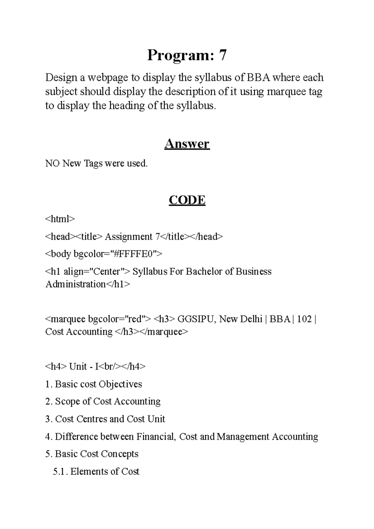Program 7 - Please give as much additional information as possible ...