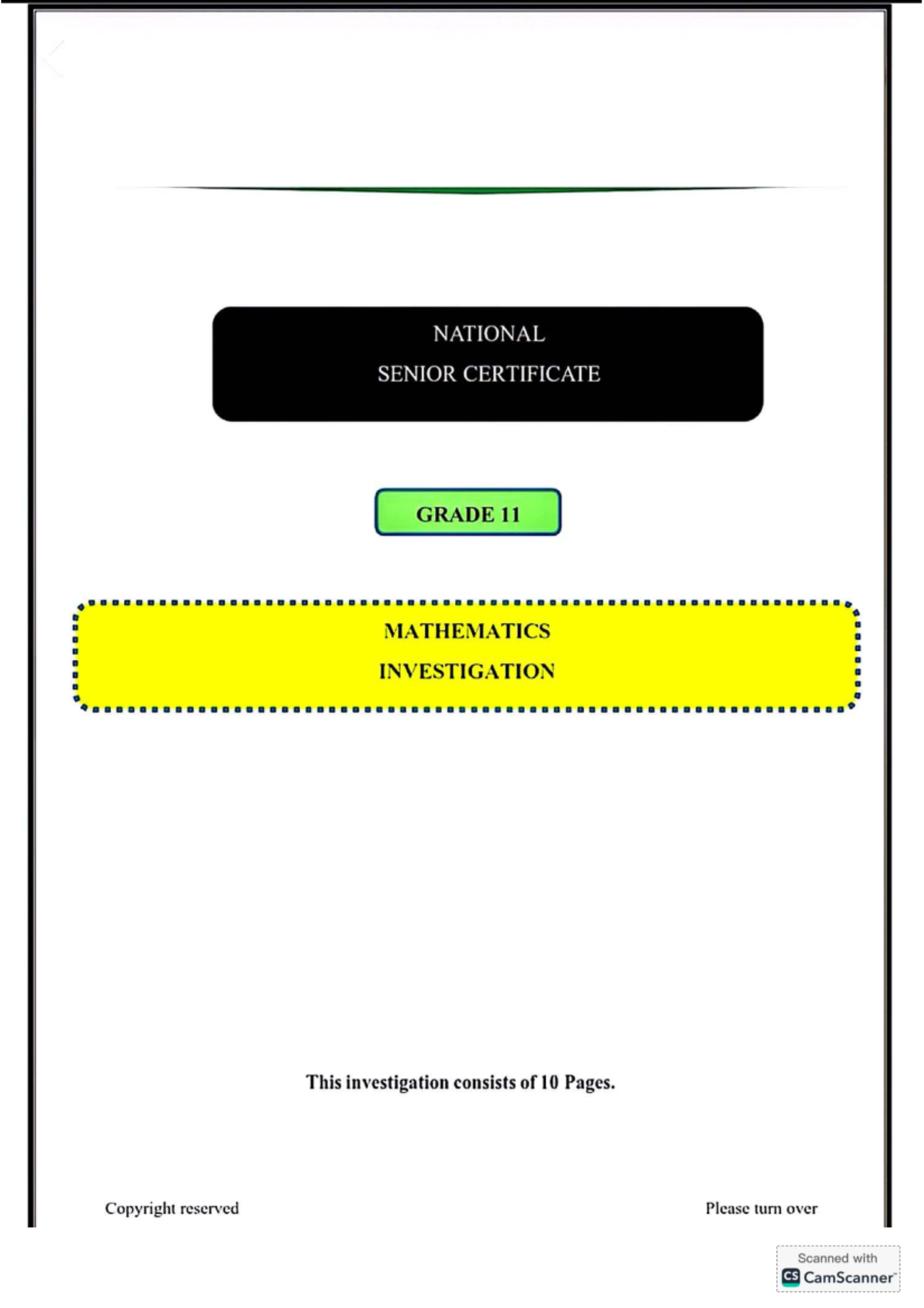 Maths Investigation: Reduction Formulae 2 NSC Exam Guide - Studocu