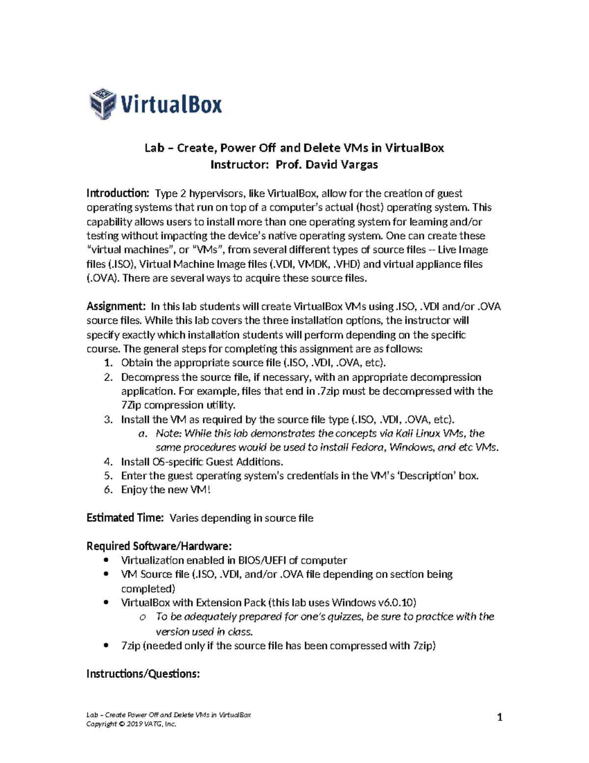 Lab – Create Power Off and Delete VMs in Virtual Box - MC - Lab ...