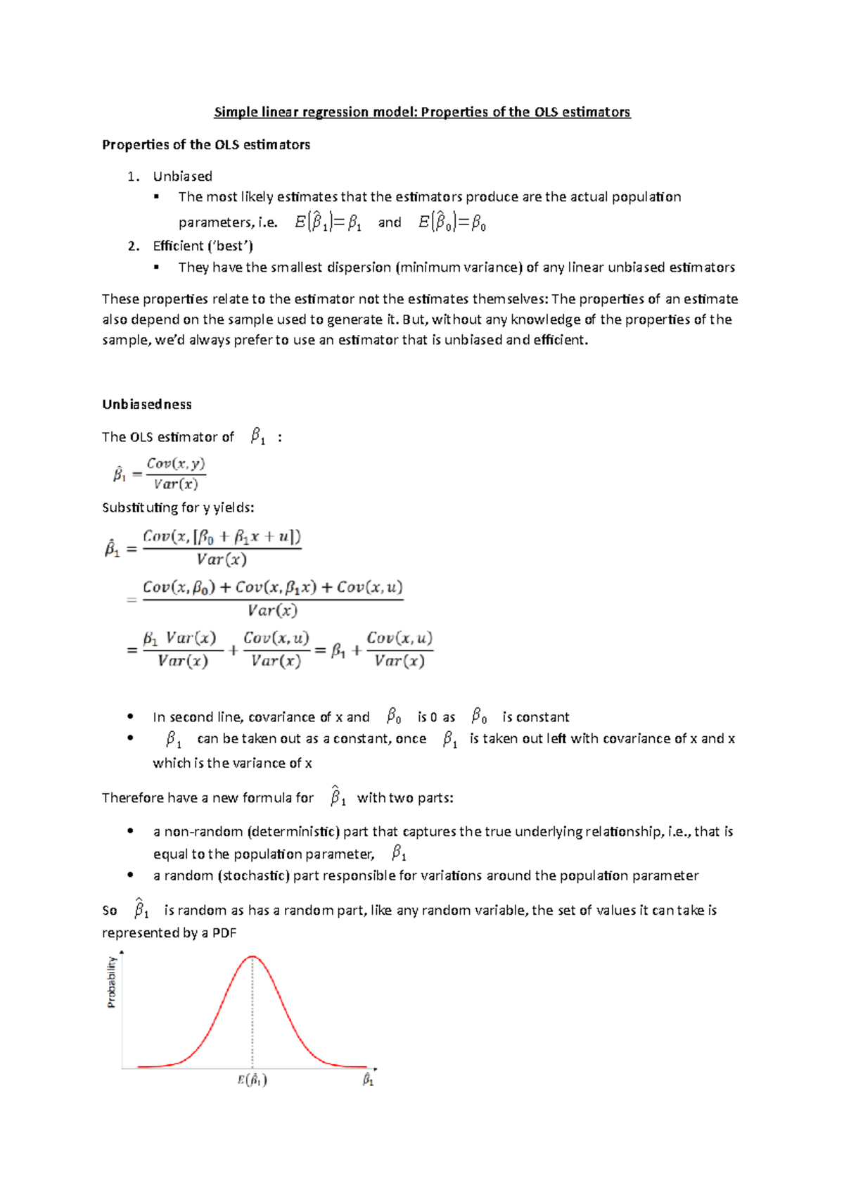 3. Simple linear regression model- properties of OLS estimator - Simple ...