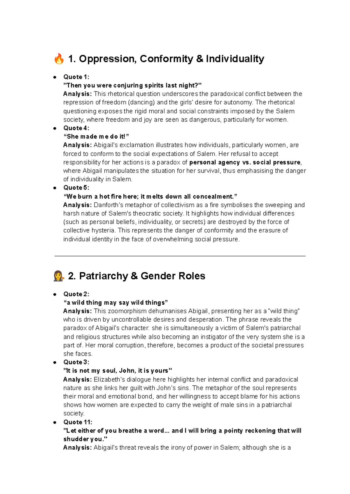 ENG 101: Analysis of Themes in "The Crucible" - Oppression, Gender, and ...