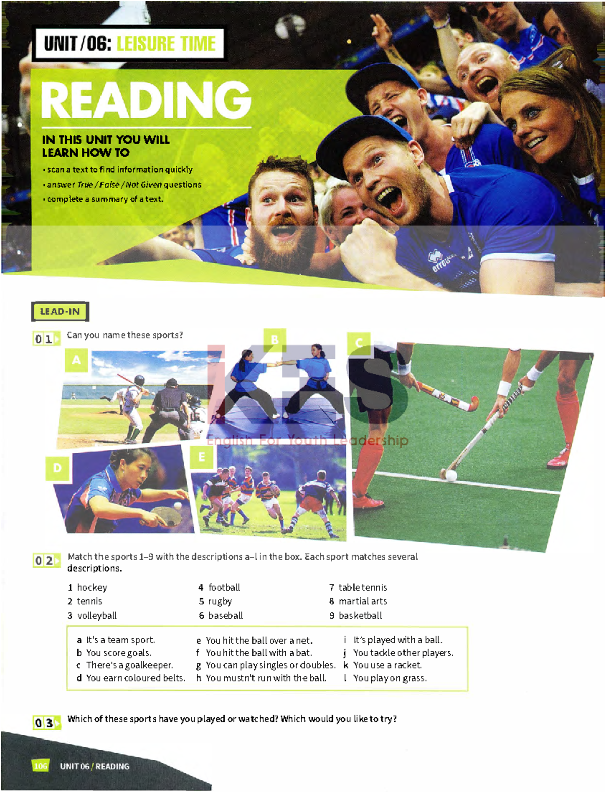 F Reading Lesson 6: Exploring Unusual Sports and Summary Tasks - Studocu