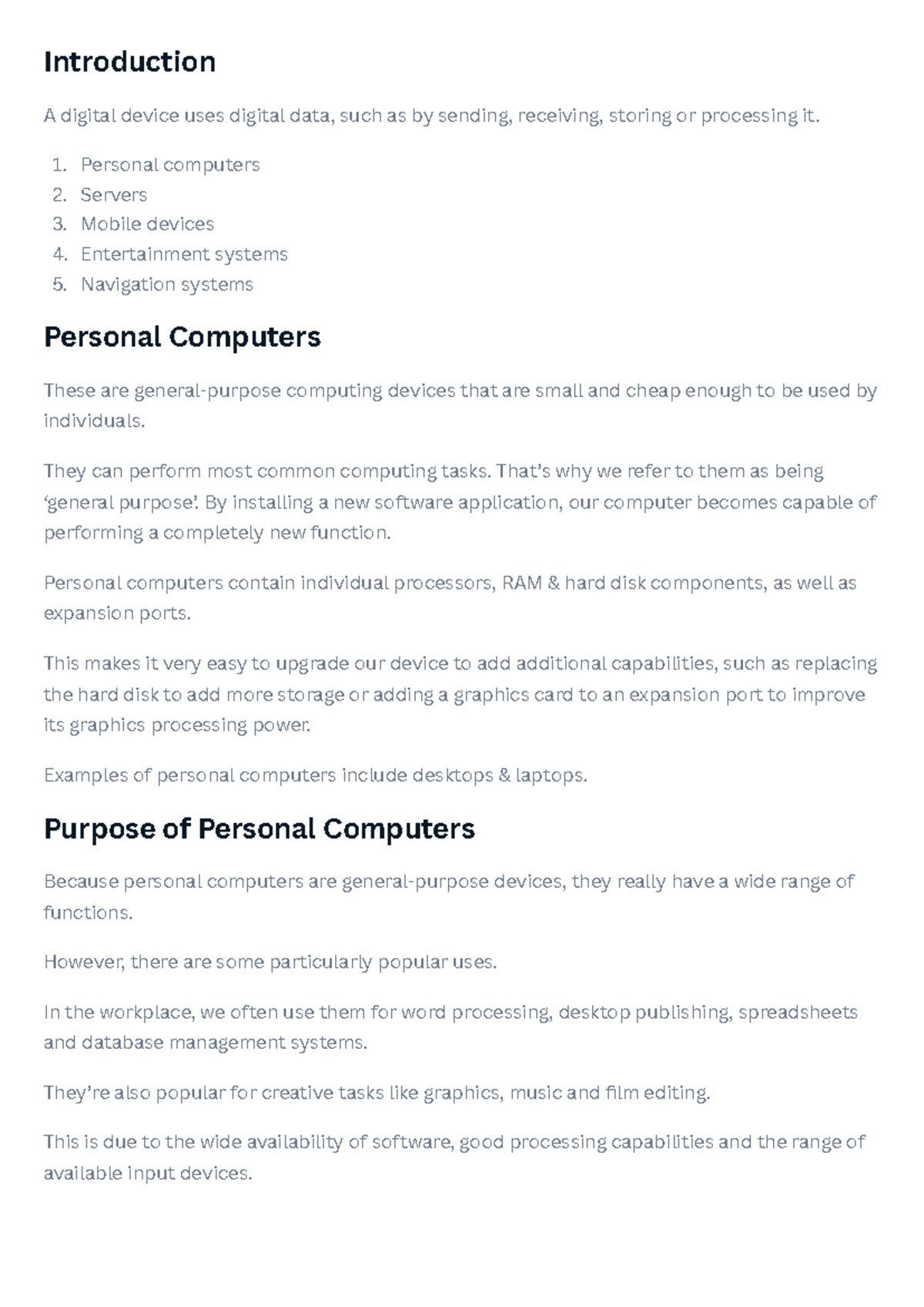 Digital Devices 1: Overview of Personal Computers, Servers, and More ...
