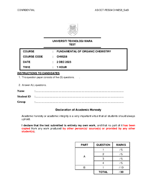 Front page CHM258 - CHM 258 FUNDAMENTAL OF ORGANIC CHEMISTRY LABORATORY ...