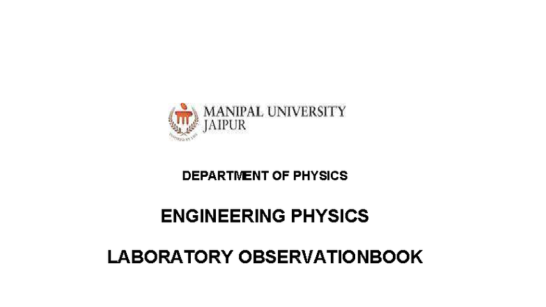 BTech Engineering Physics Lab Manual 2025: Observations & Instructions ...
