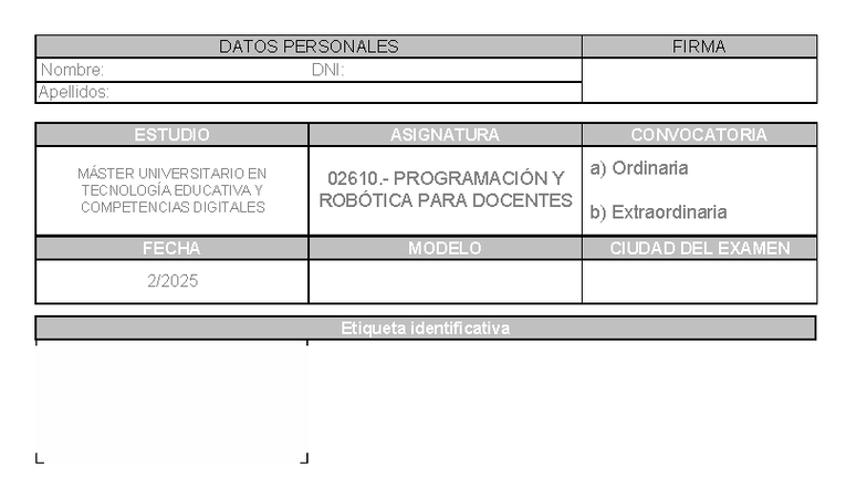 Examen Modelo Público: Programación y Robótica para Docentes 10224123 - Document Preview