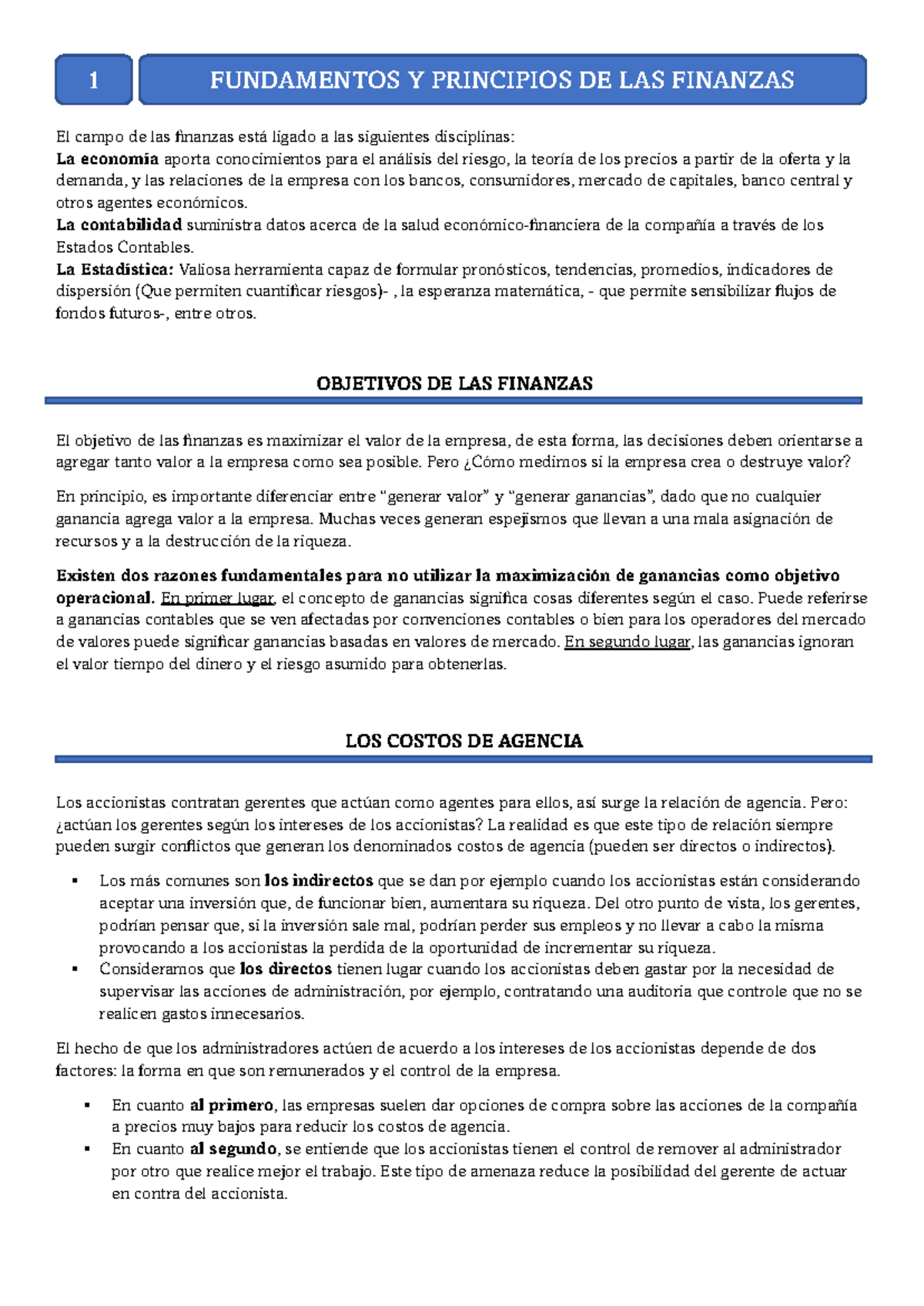 1er Parcial Resumen de Fundamentos y Principios de Finanzas - Studocu