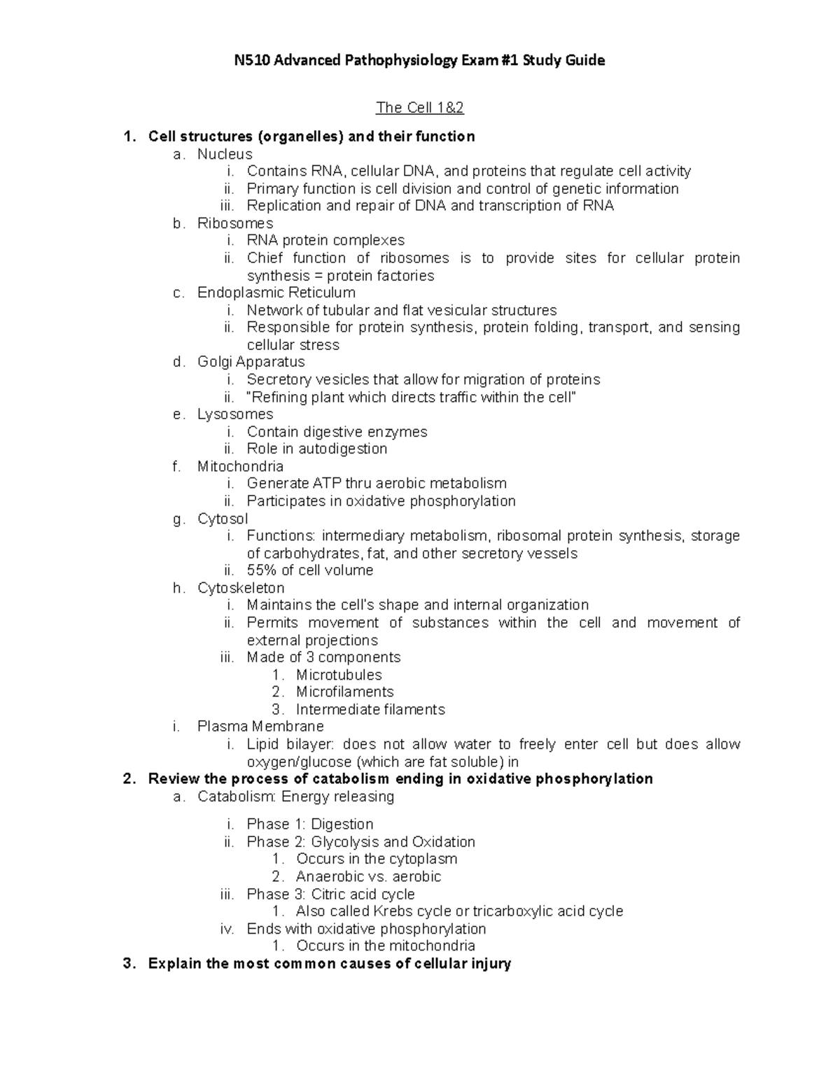 Patho 101: Exam 1 Comprehensive Study Guide for Key Concepts - Studocu