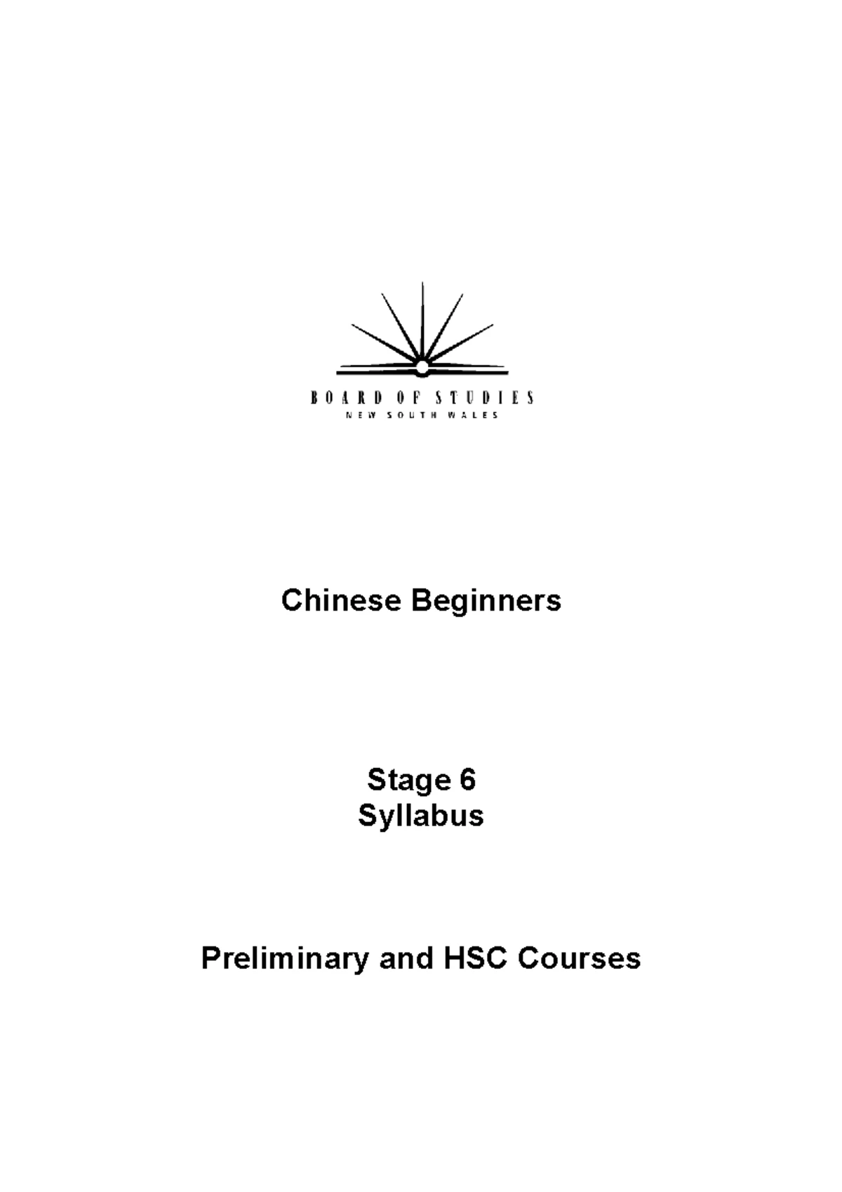 Chinese Beginners Stage 6 Syllabus (Preliminary & HSC) - Studocu