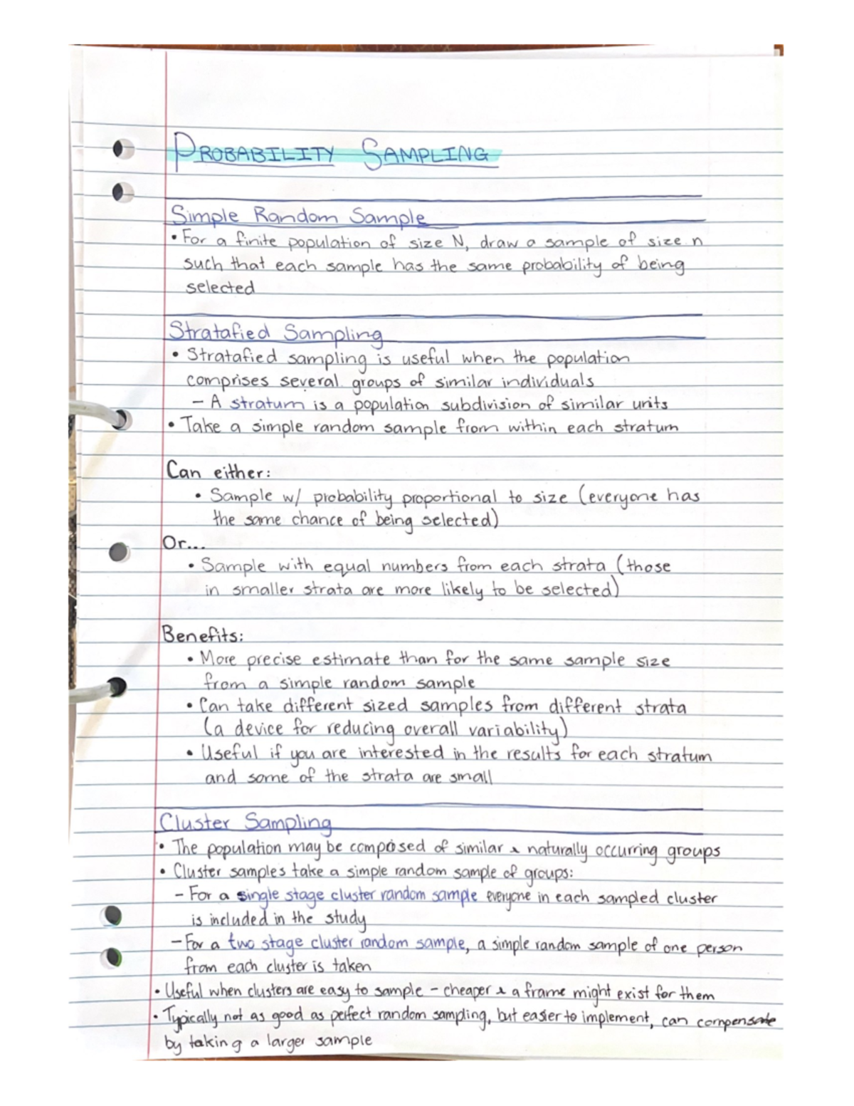 STAT110 Probability Sampling - Statistical Methods - Studocu