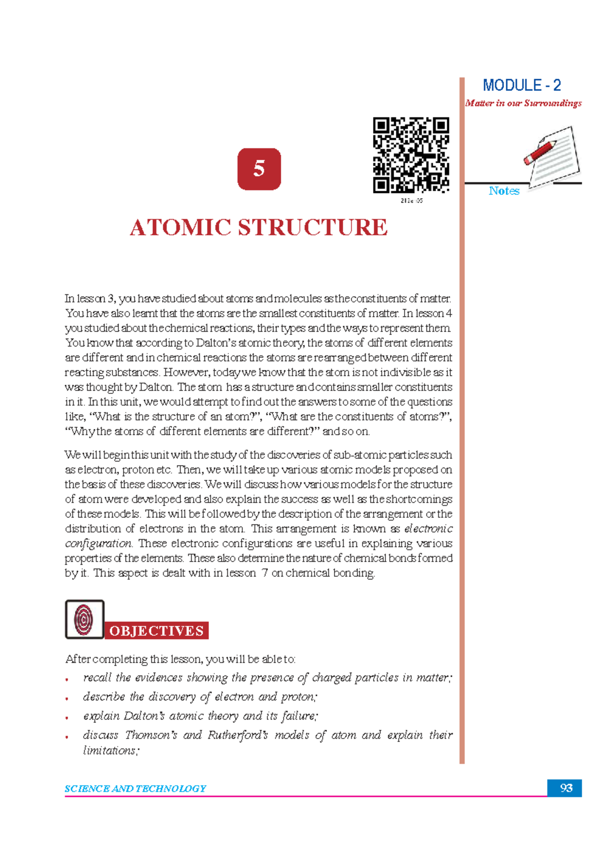 MODULE 2: Atomic Structure and Matter in Our Surroundings - Lecture ...