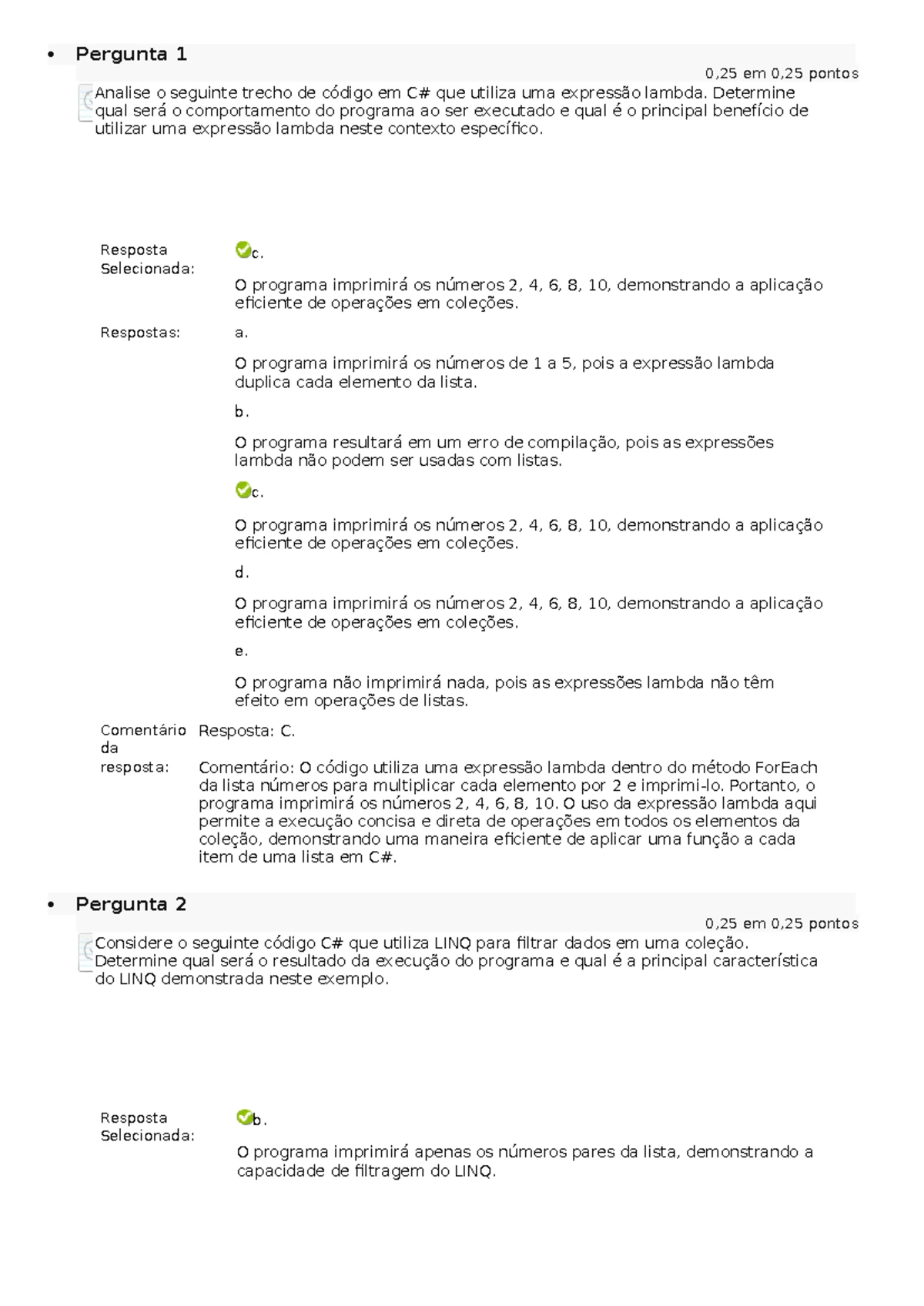 Lista de Exercícios - Programação Orientada a Objetos I - Perguntas e ...