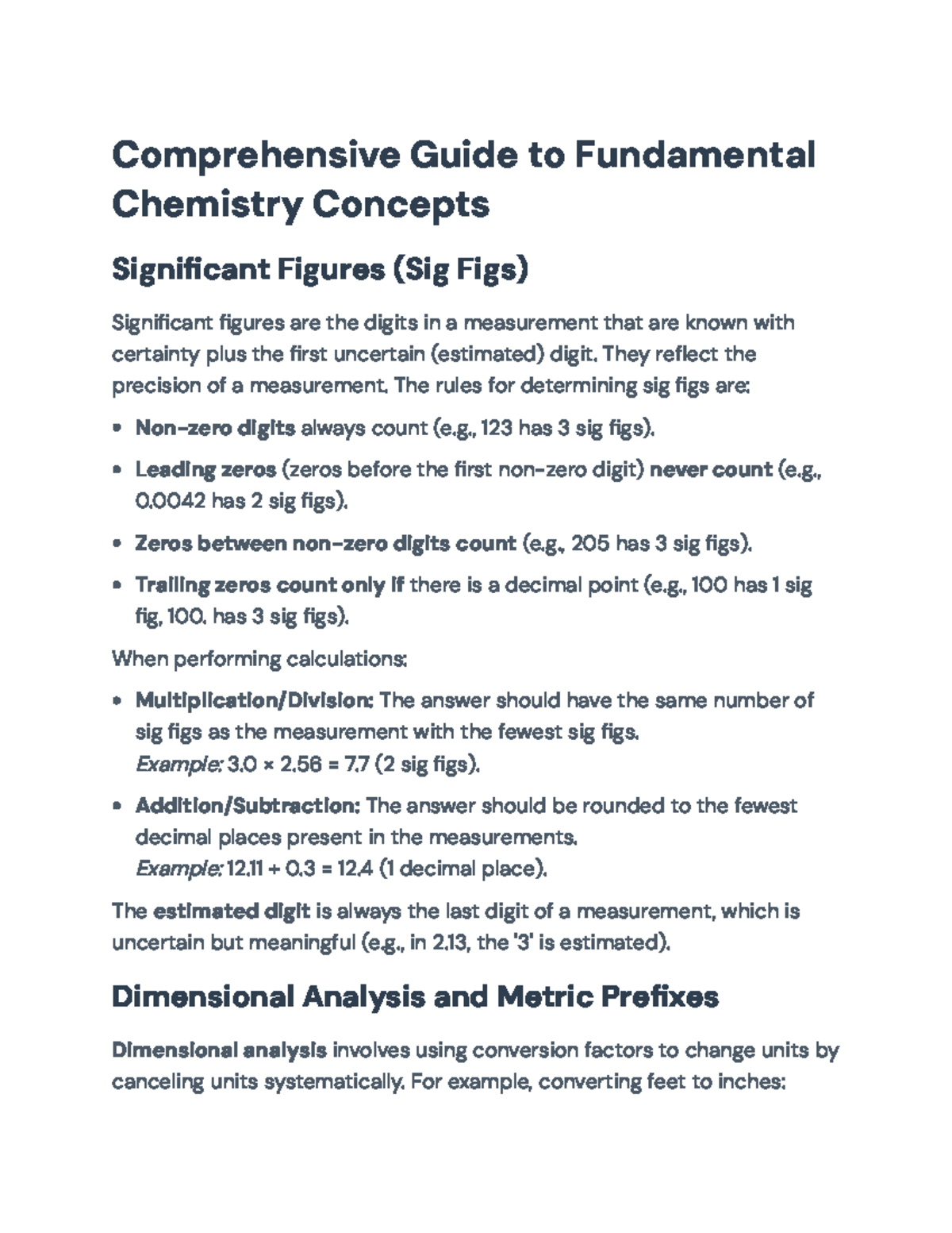 Comprehensive Guide to Fundamental Chemistry Concepts for CHEM 101 Exam ...